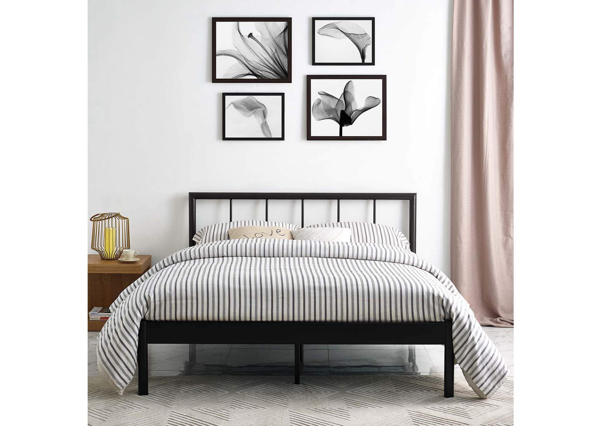 Brown Gwen Queen Metal Bed Frame,Modway