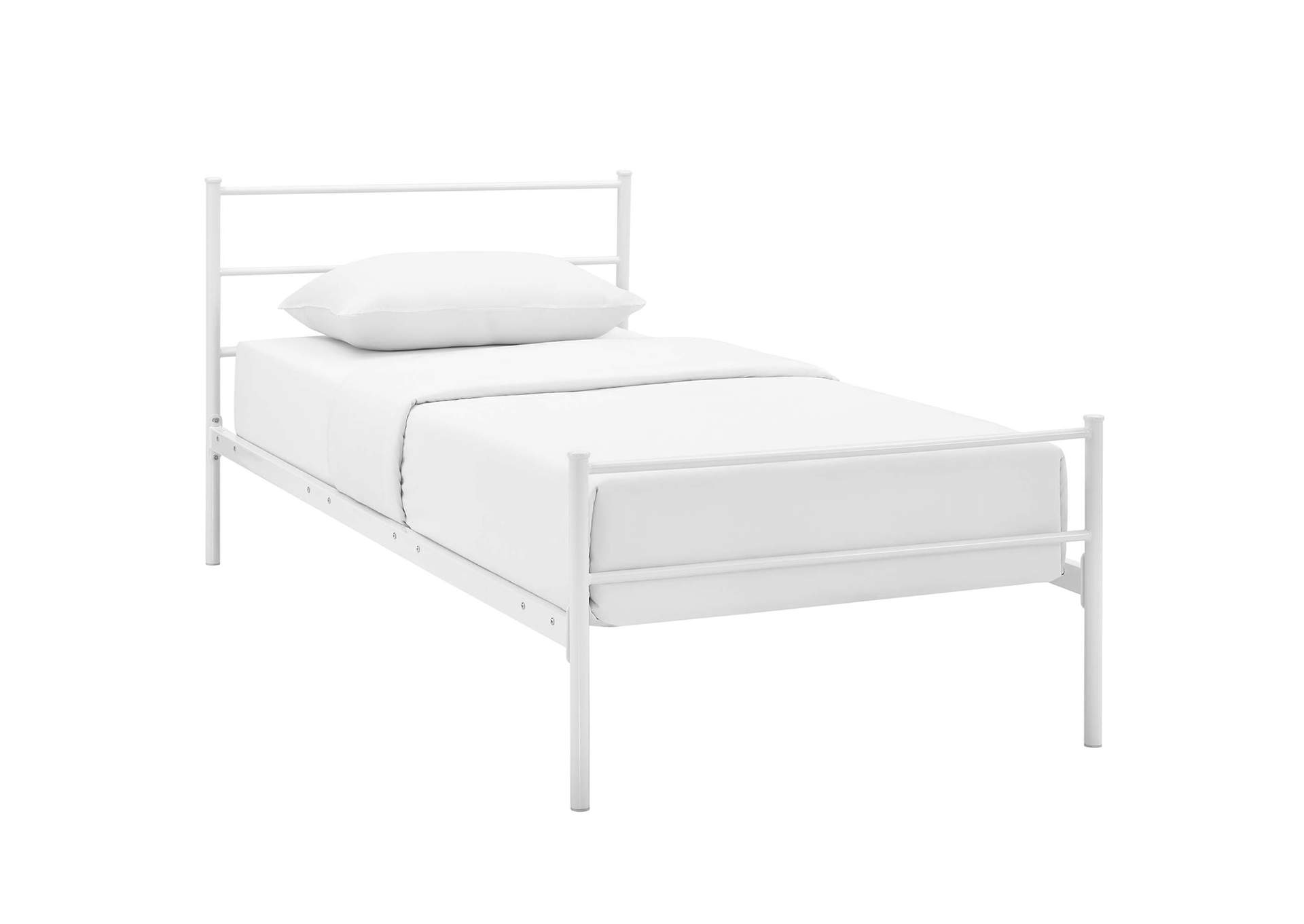 White Alina Twin Platform Bed Frame,Modway