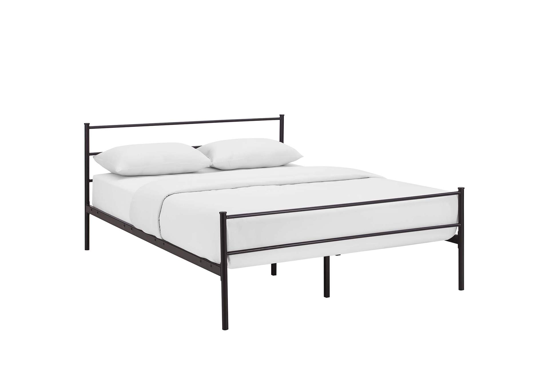 Brown Alina Queen Platform Bed Frame,Modway