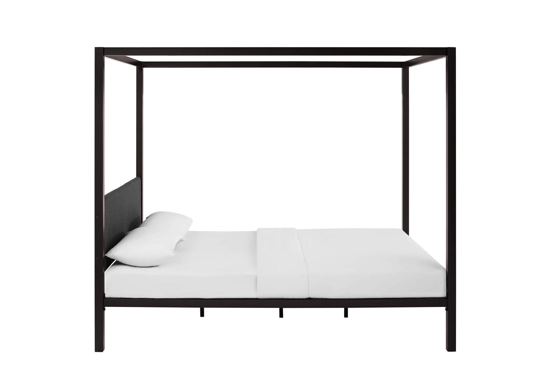 Brown Gray Raina Queen Canopy Bed Frame,Modway