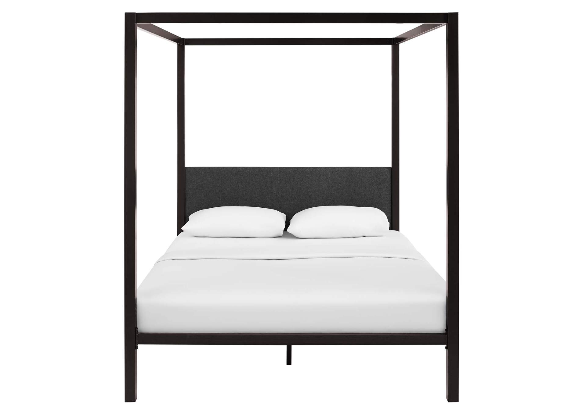 Brown Gray Raina Queen Canopy Bed Frame,Modway