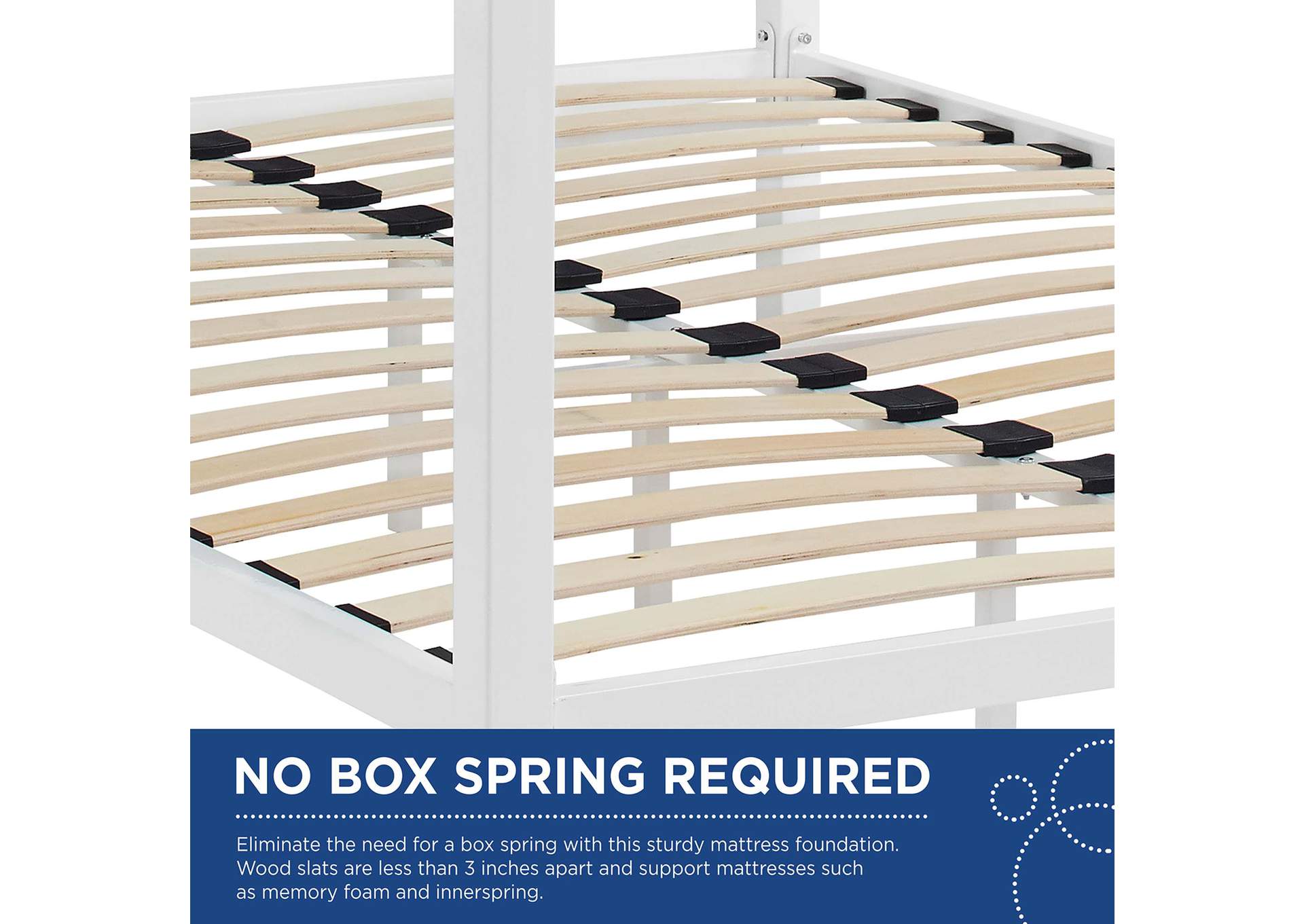 White Gray Raina Queen Canopy Bed Frame,Modway