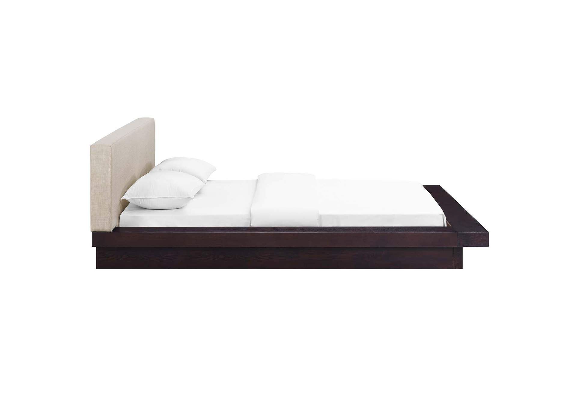 Cappuccino Beige Freja Platform Queen Bed - Fabric,Modway