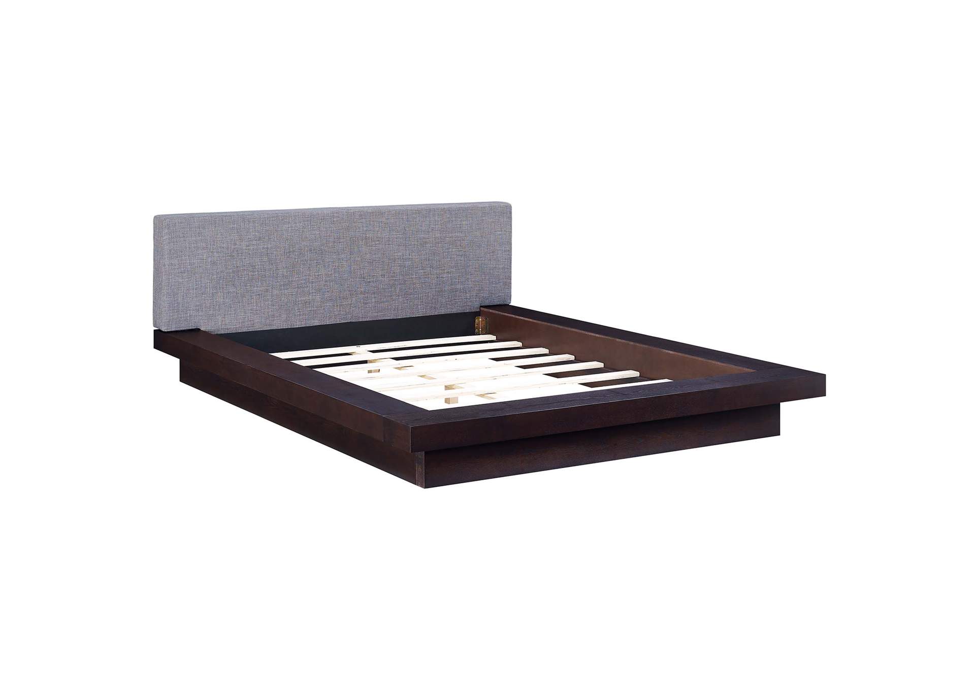Cappuccino Gray Freja Platform Queen Bed - Fabric,Modway