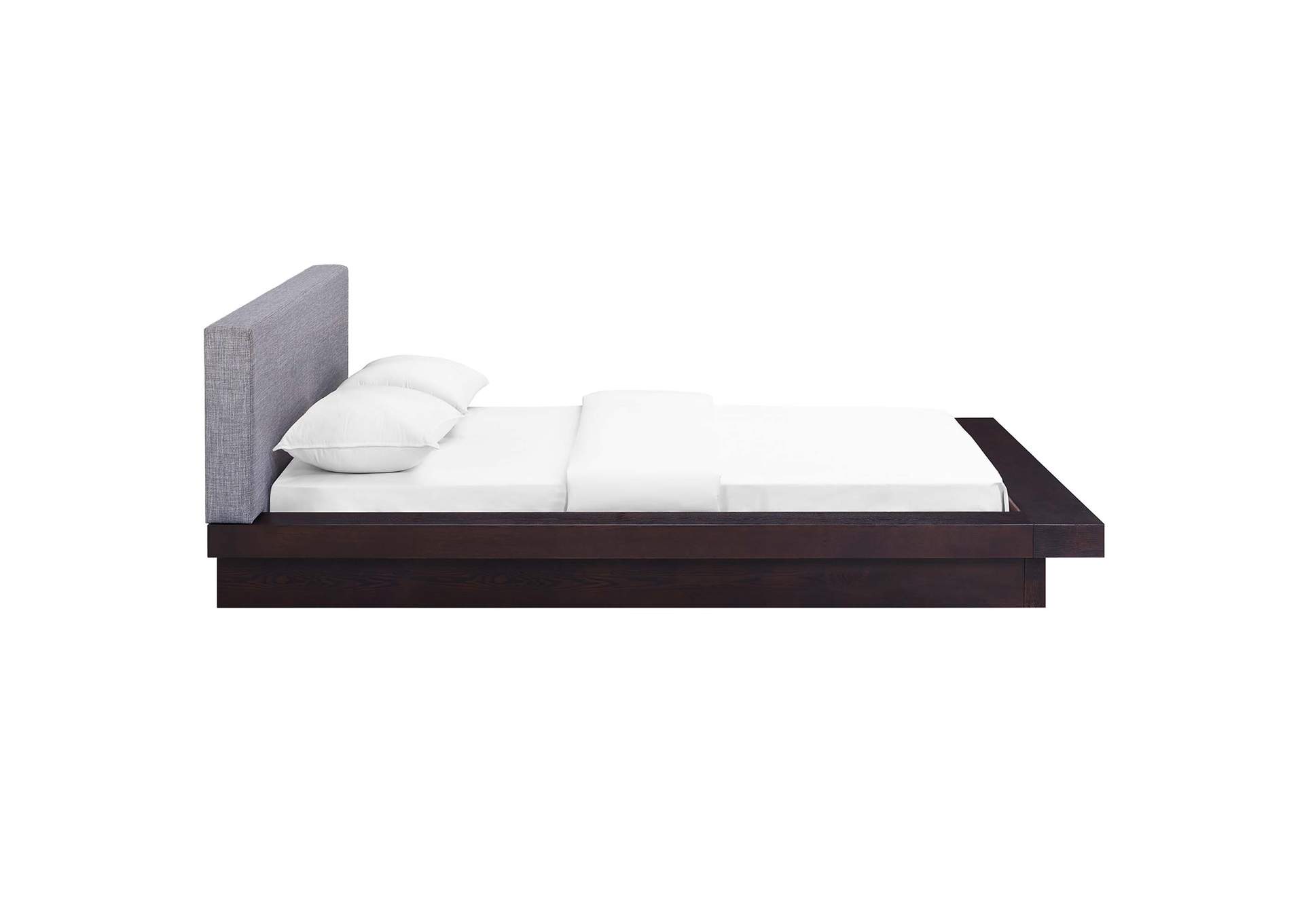 Cappuccino Gray Freja Platform Queen Bed - Fabric,Modway