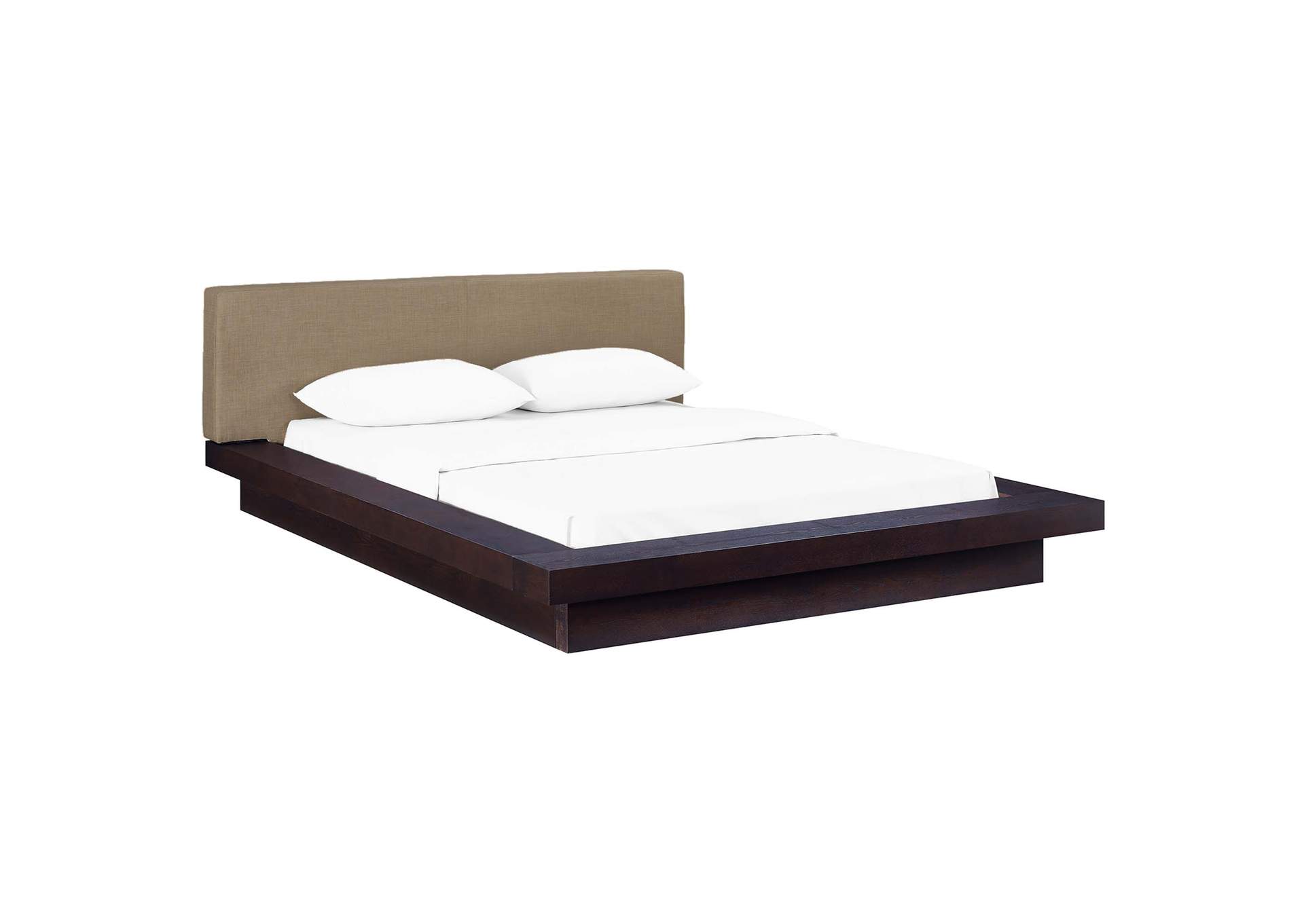 Cappuccino Latte Freja Platform Queen Bed - Fabric,Modway