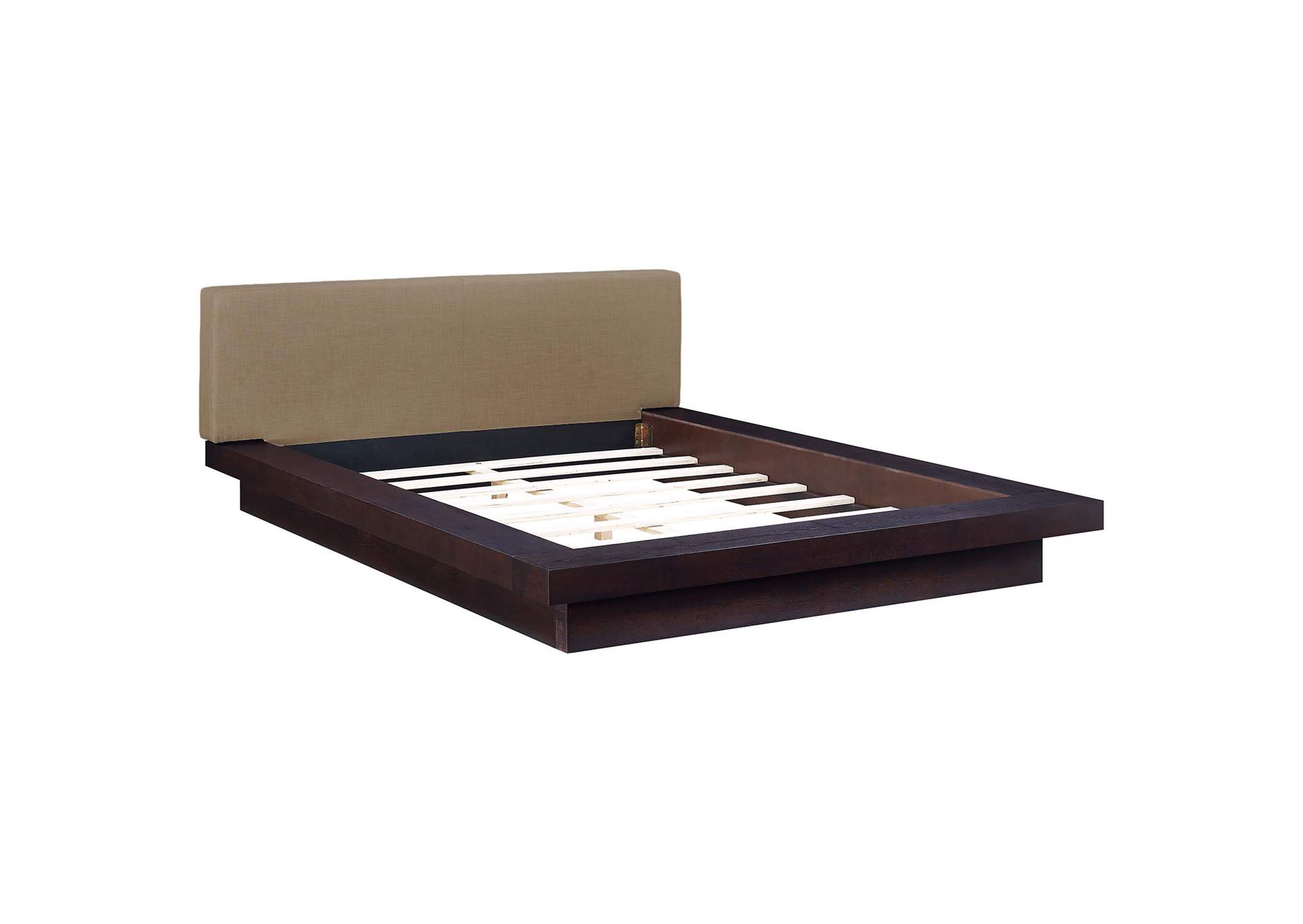 Cappuccino Latte Freja Platform Queen Bed - Fabric,Modway