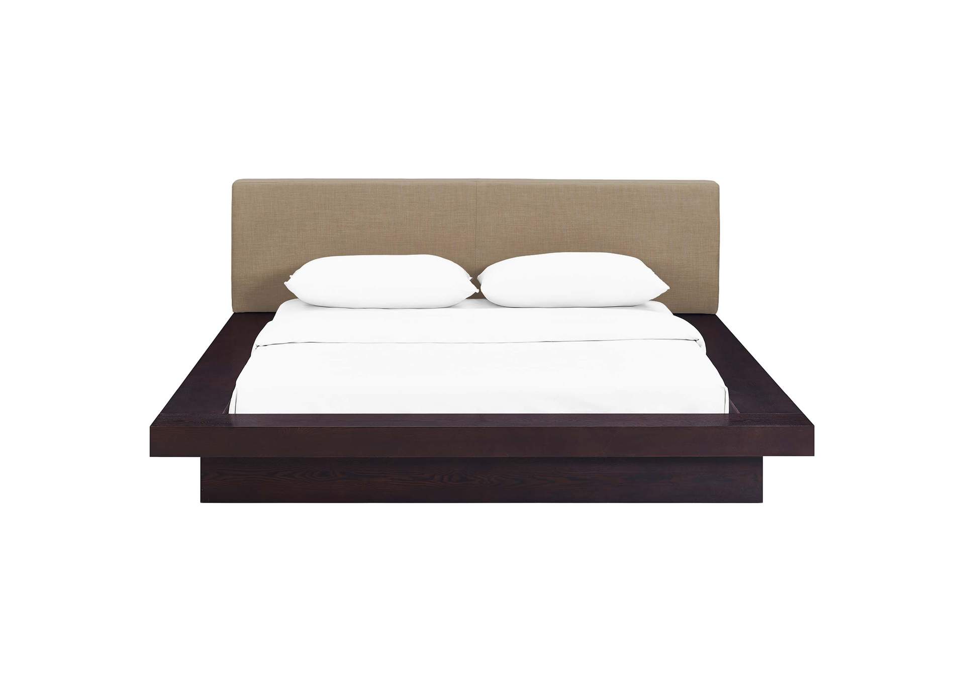 Cappuccino Latte Freja Platform Queen Bed - Fabric,Modway
