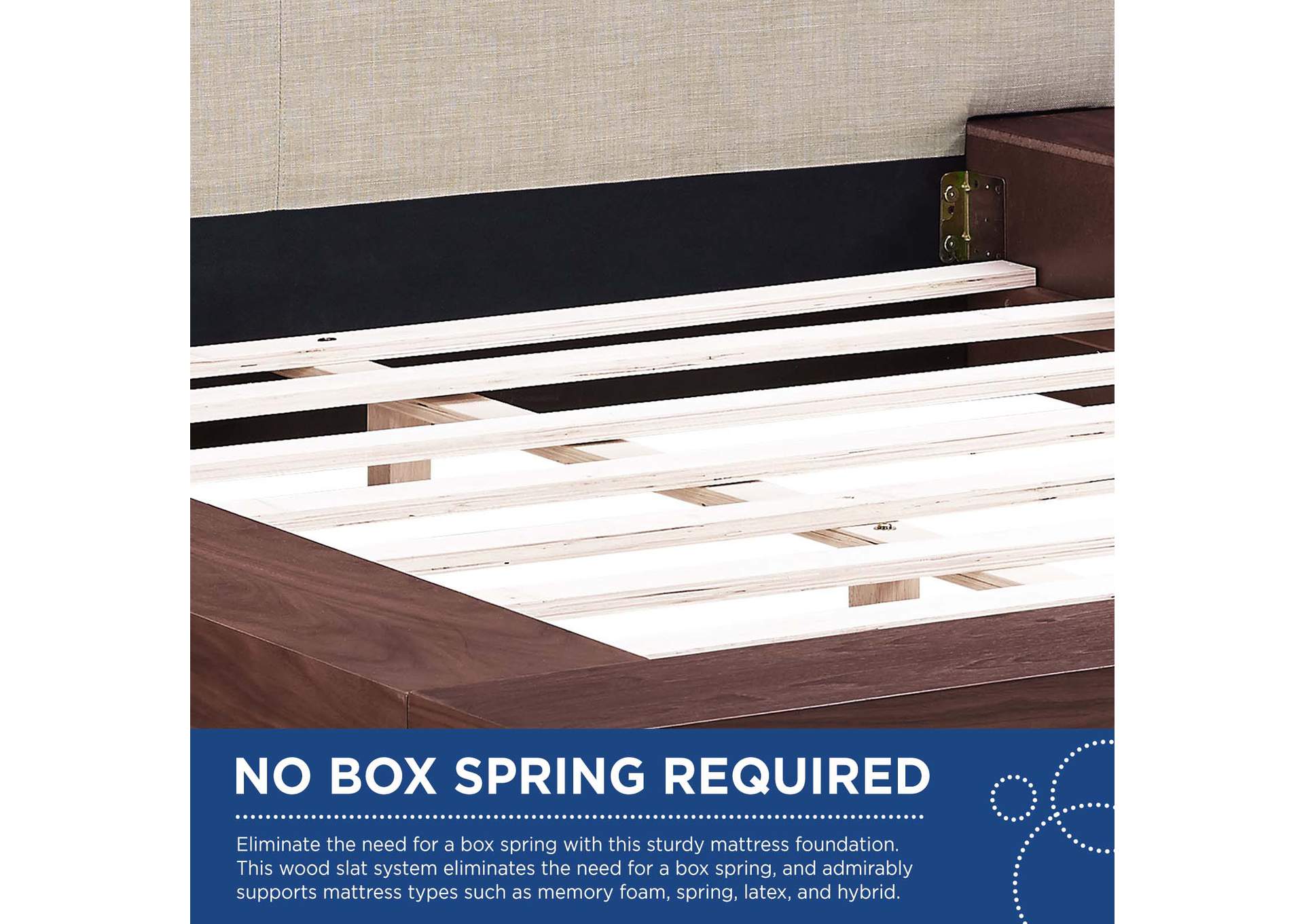 Walnut Beige Freja Platform Queen Bed - Fabric,Modway