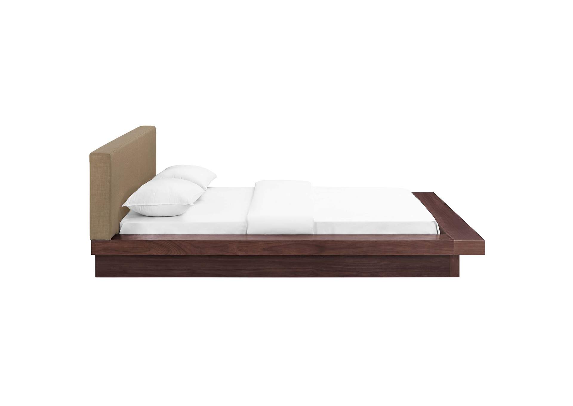 Walnut Latte Freja Platform Queen Bed - Fabric,Modway