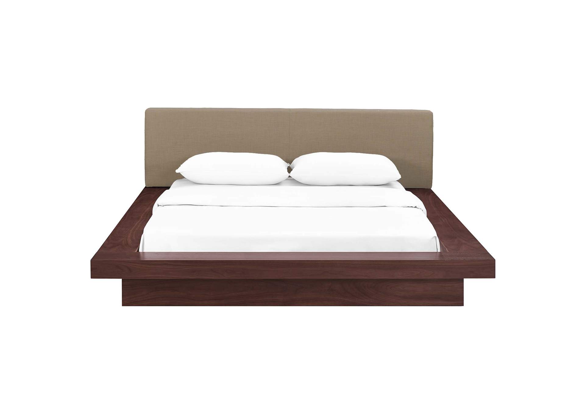 Walnut Latte Freja Platform Queen Bed - Fabric,Modway