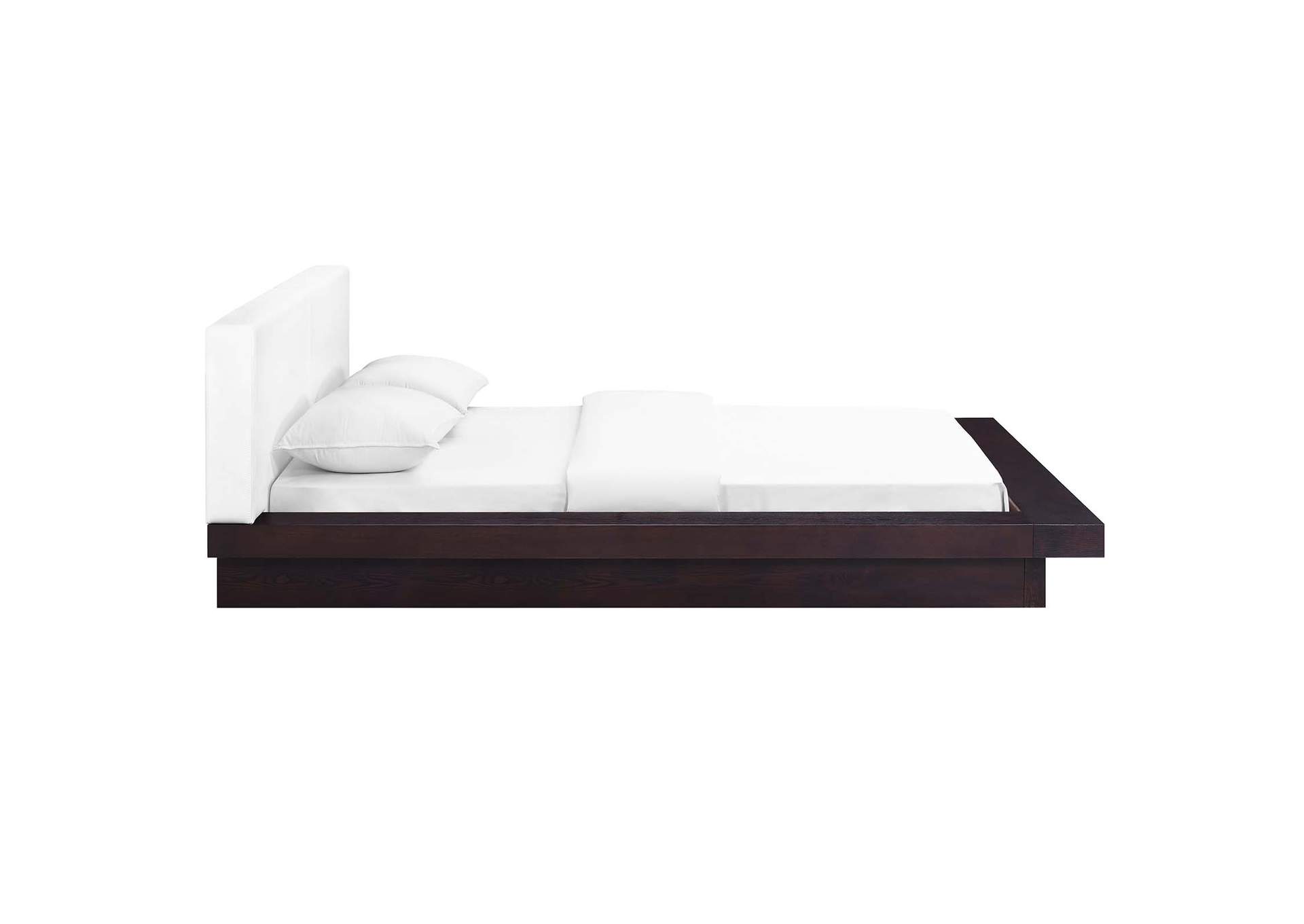Cappuccino White Freja Platform Queen Bed - Vinyl,Modway