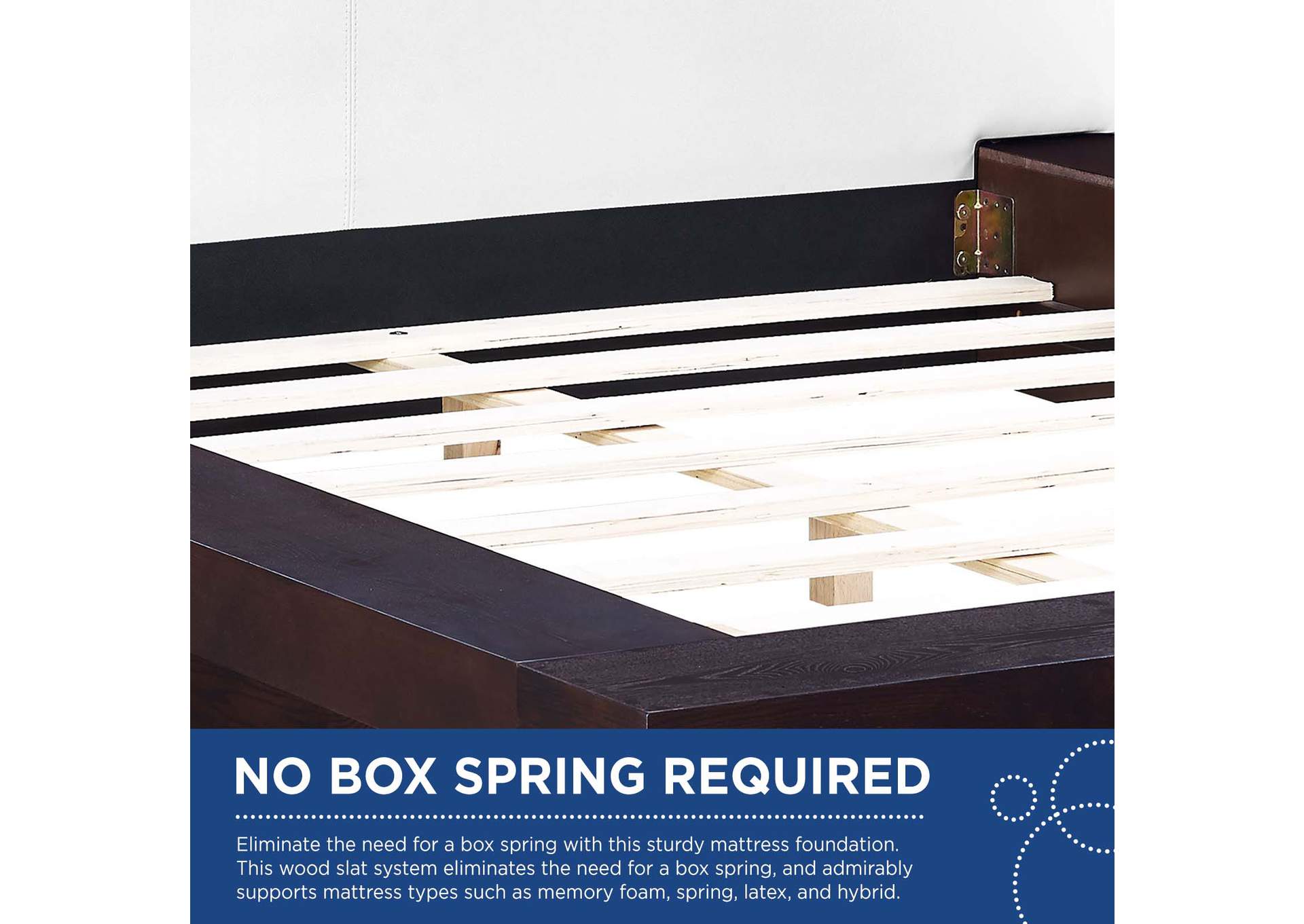 Cappuccino White Freja Platform Queen Bed - Vinyl,Modway