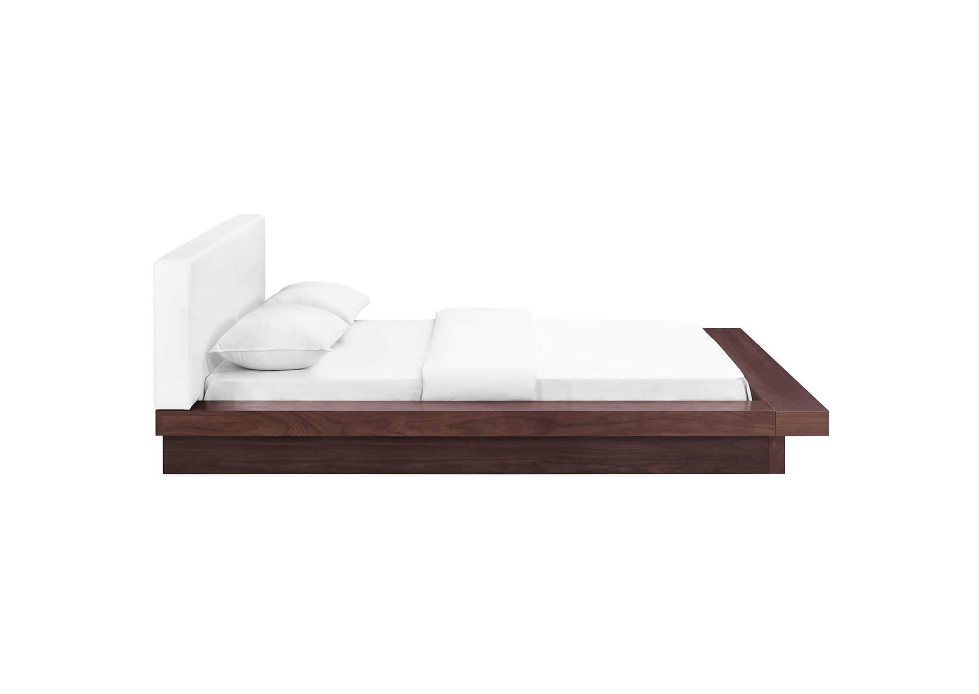 Walnut White Freja Platform Queen Bed - Vinyl,Modway