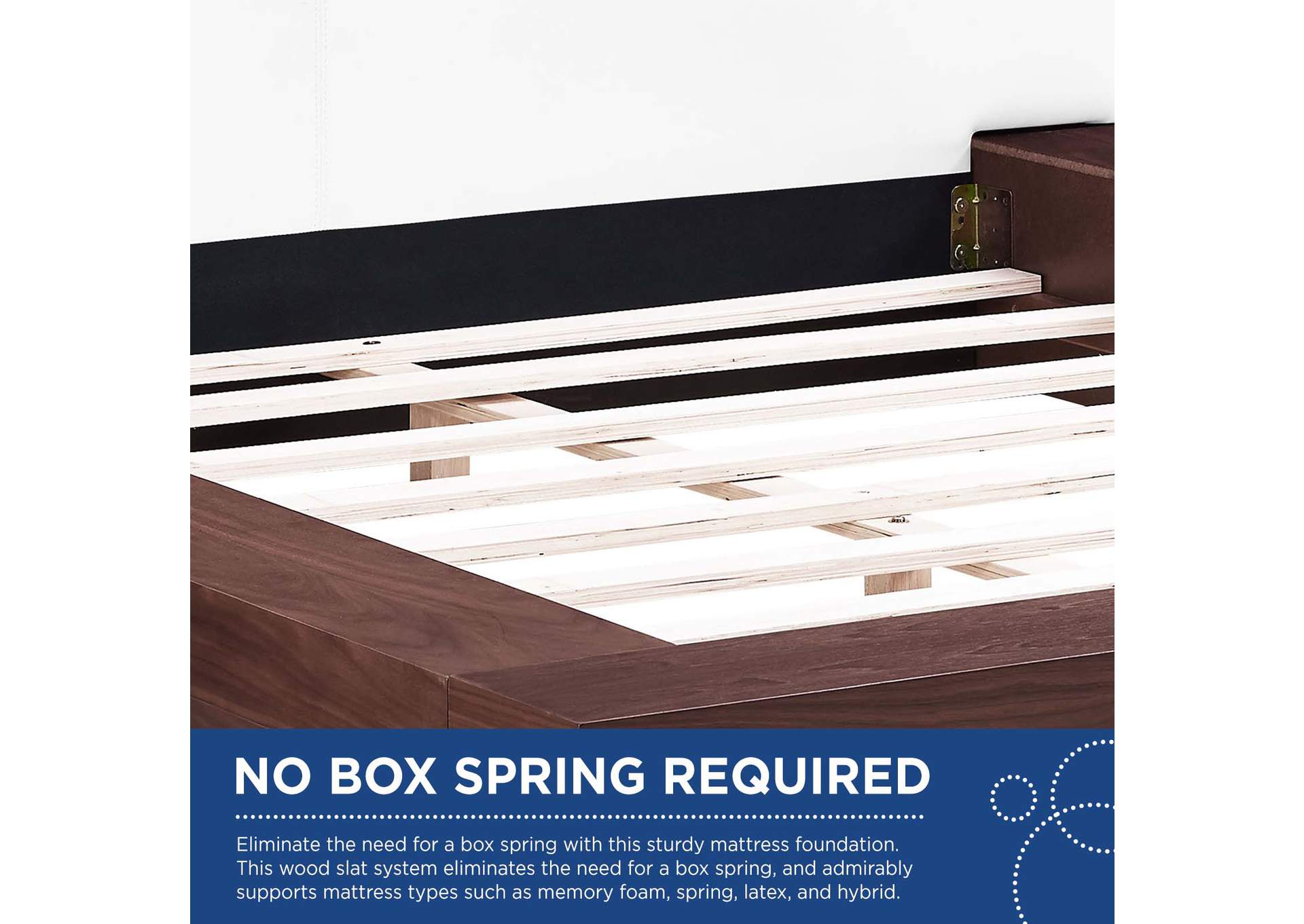 Walnut White Freja Platform Queen Bed - Vinyl,Modway