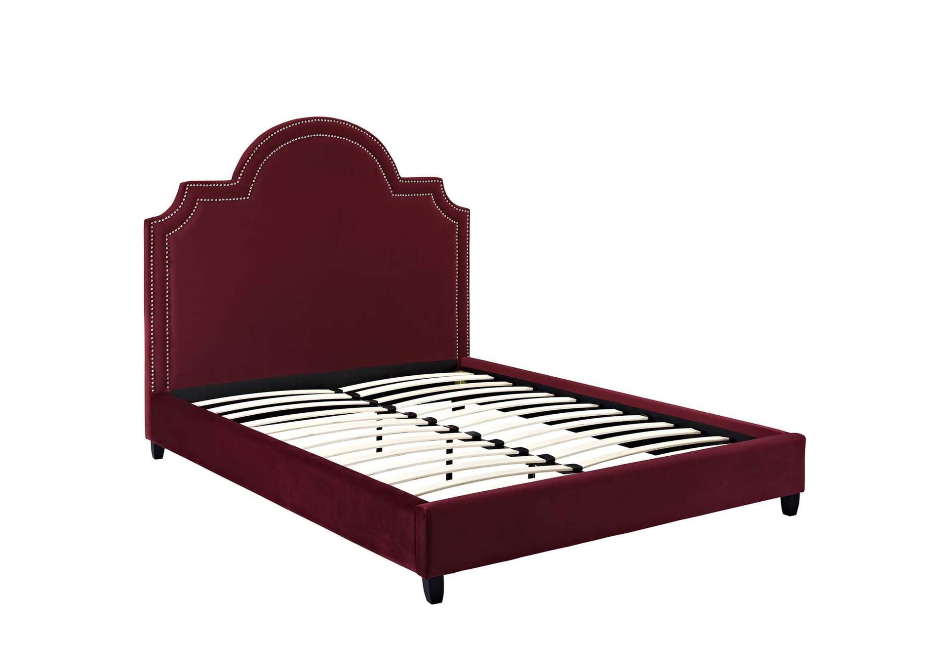 Maroon Primrose Queen Performance Velvet Platform Bed,Modway