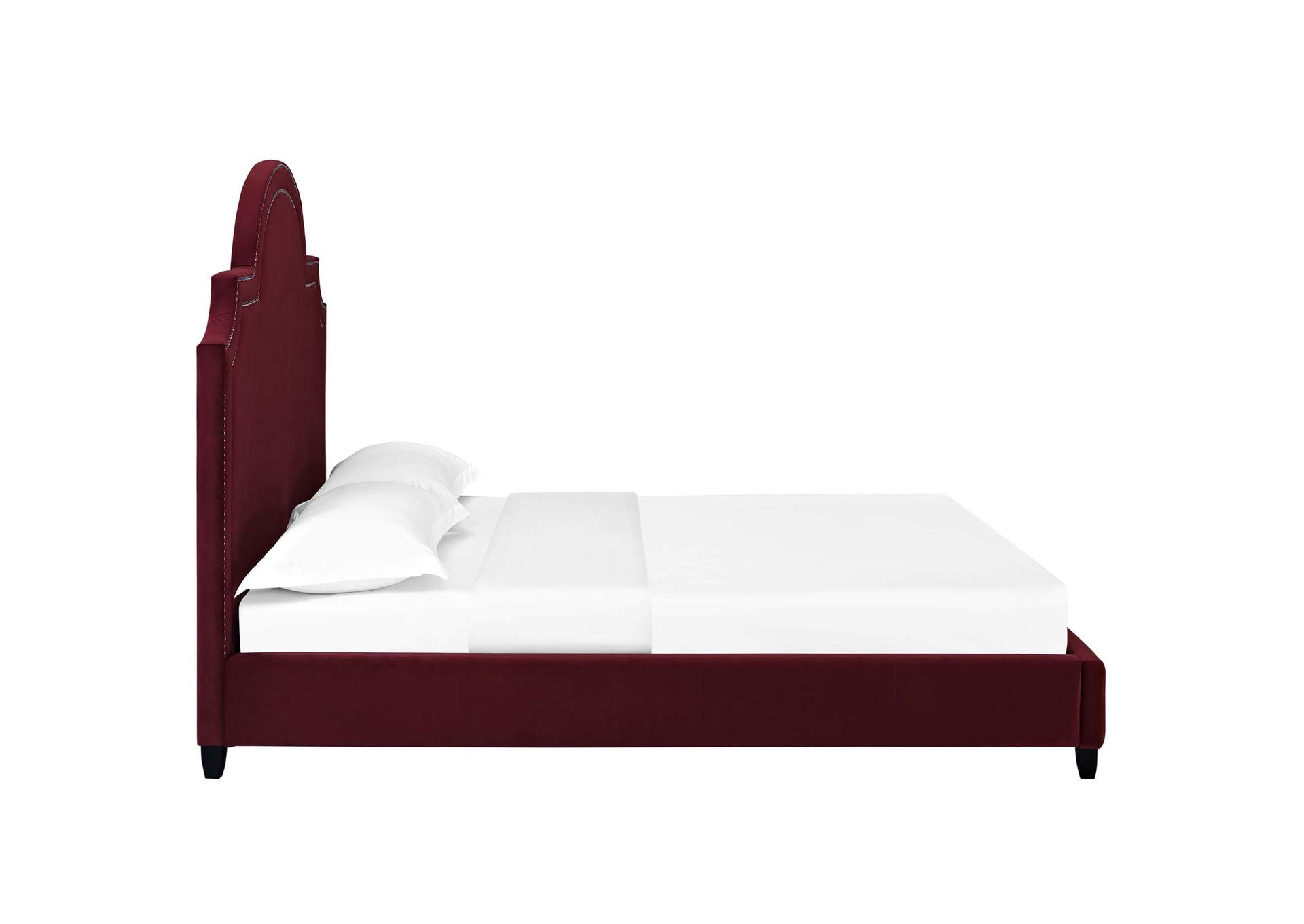 Maroon Primrose Queen Performance Velvet Platform Bed,Modway