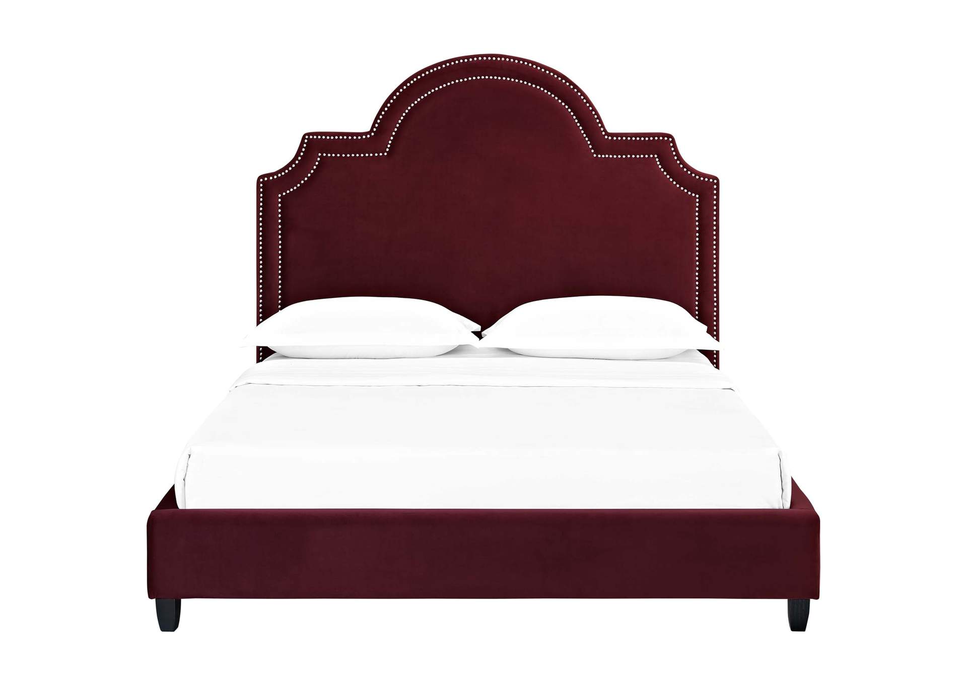 Maroon Primrose Queen Performance Velvet Platform Bed,Modway