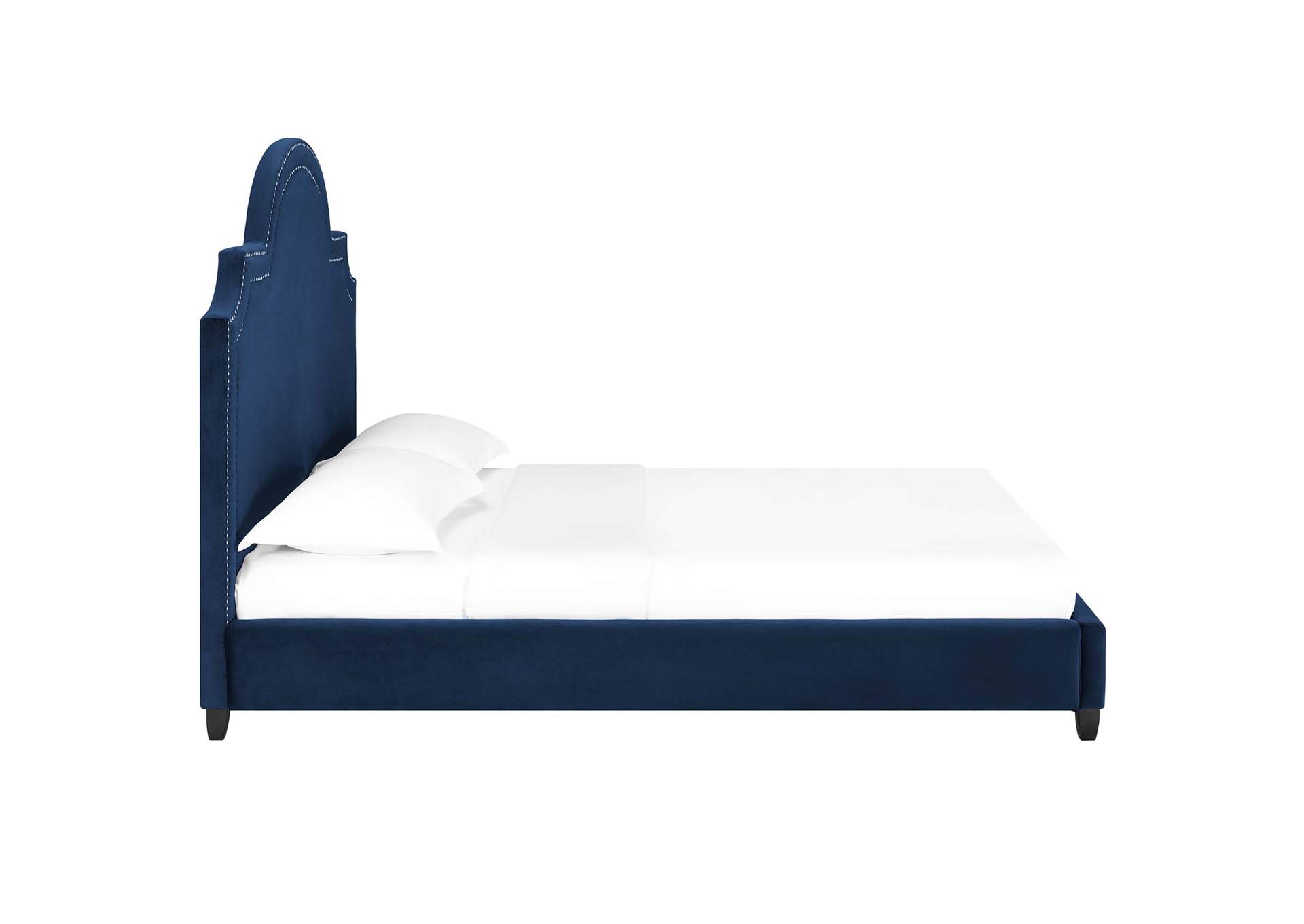 Navy Primrose Queen Performance Velvet Platform Bed,Modway