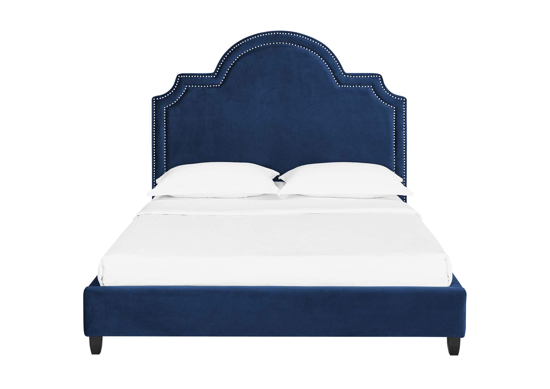 Navy Primrose Queen Performance Velvet Platform Bed,Modway