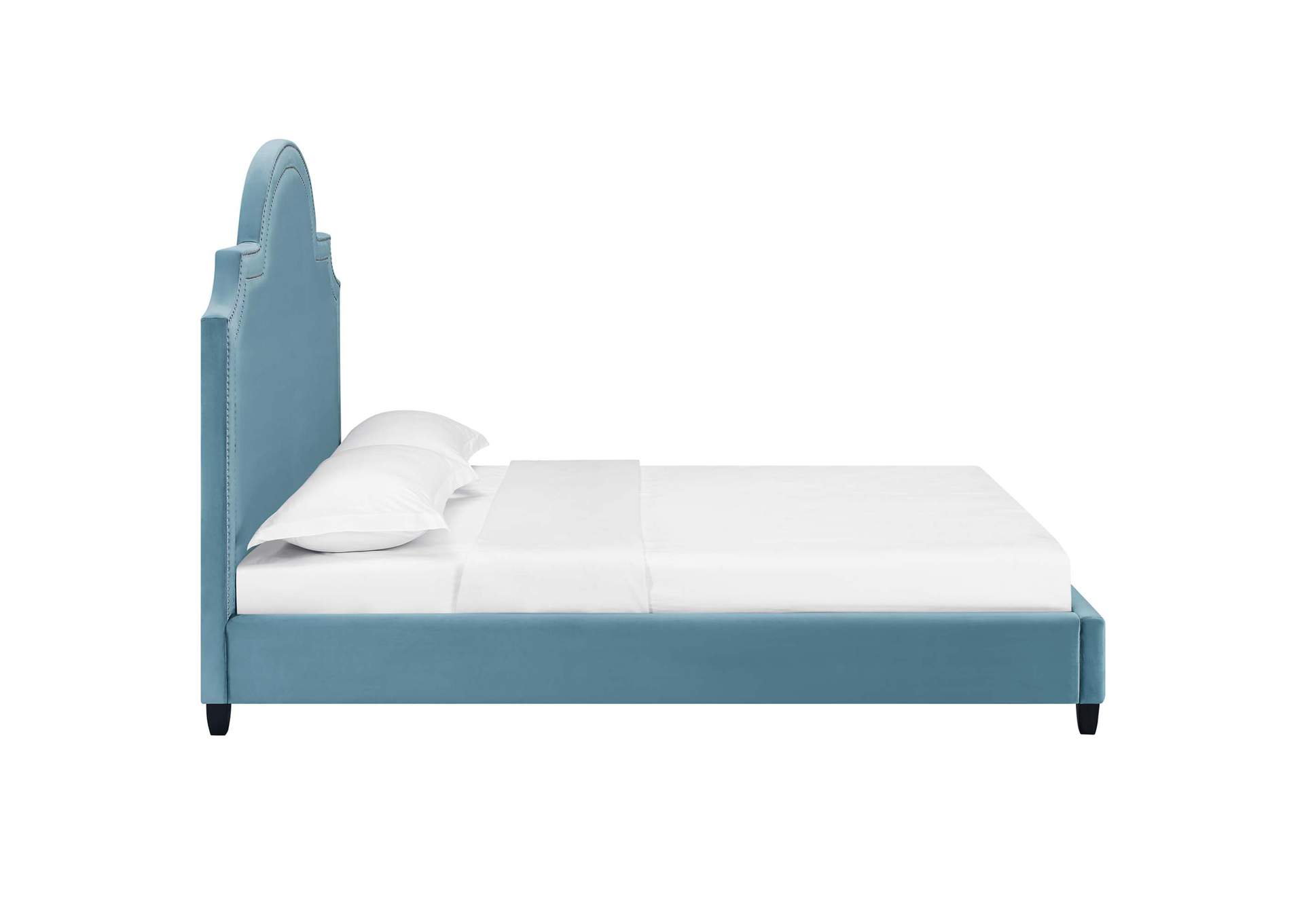 Sea Blue Primrose Queen Performance Velvet Platform Bed,Modway