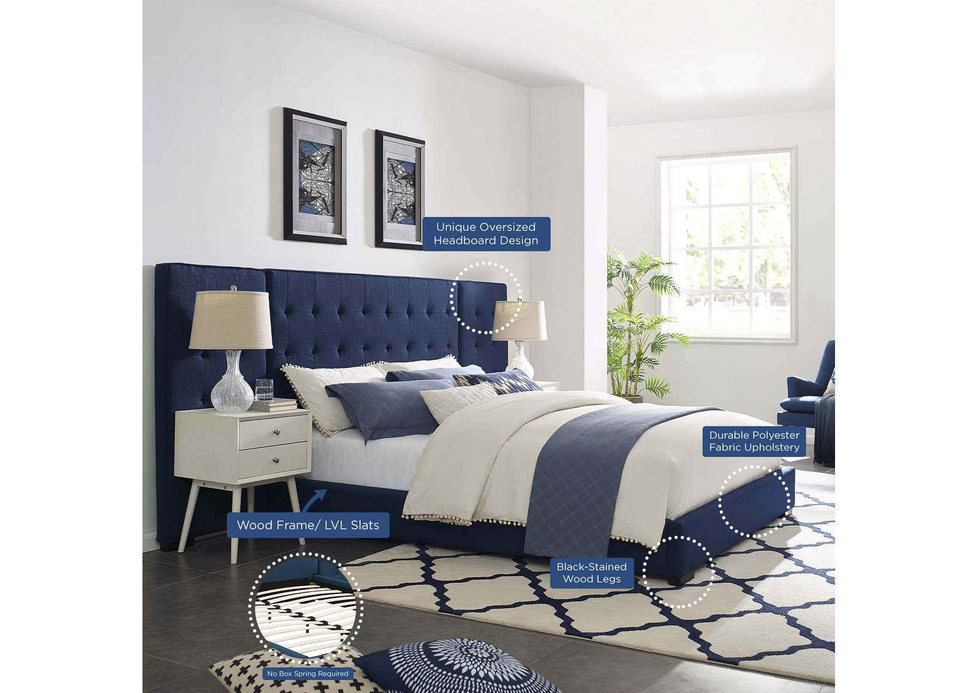 Azure Sierra Queen Upholstered Fabric Platform Bed,Modway