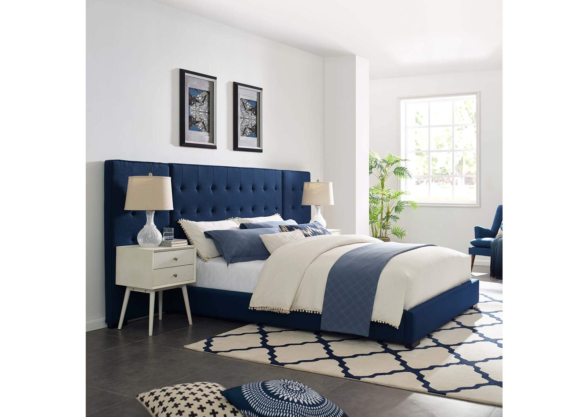 Azure Sierra Queen Upholstered Fabric Platform Bed,Modway