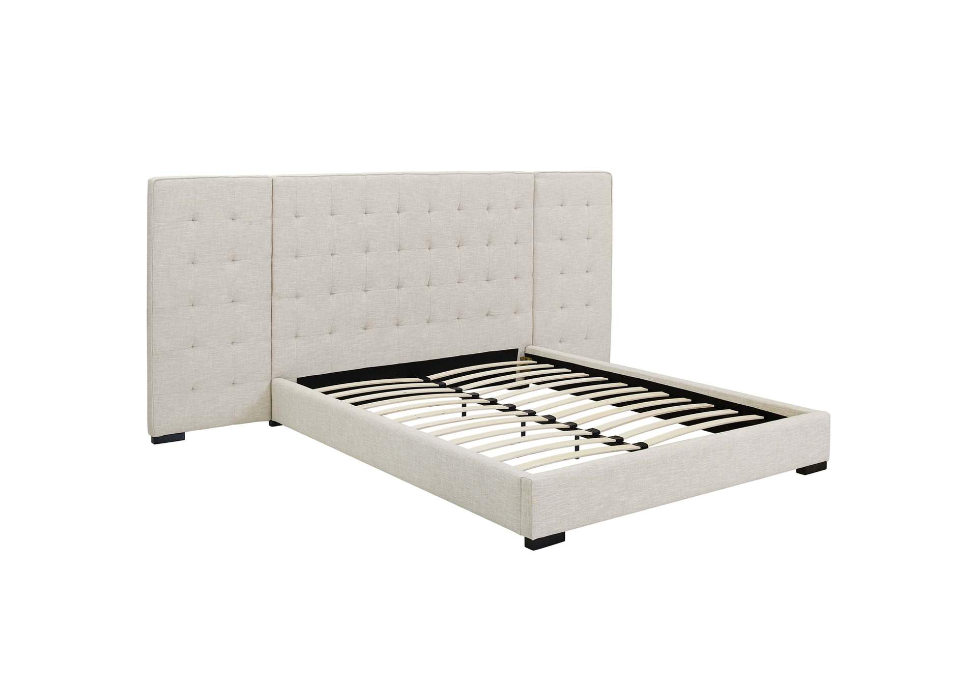 Beige Sierra Queen Upholstered Fabric Platform Bed,Modway