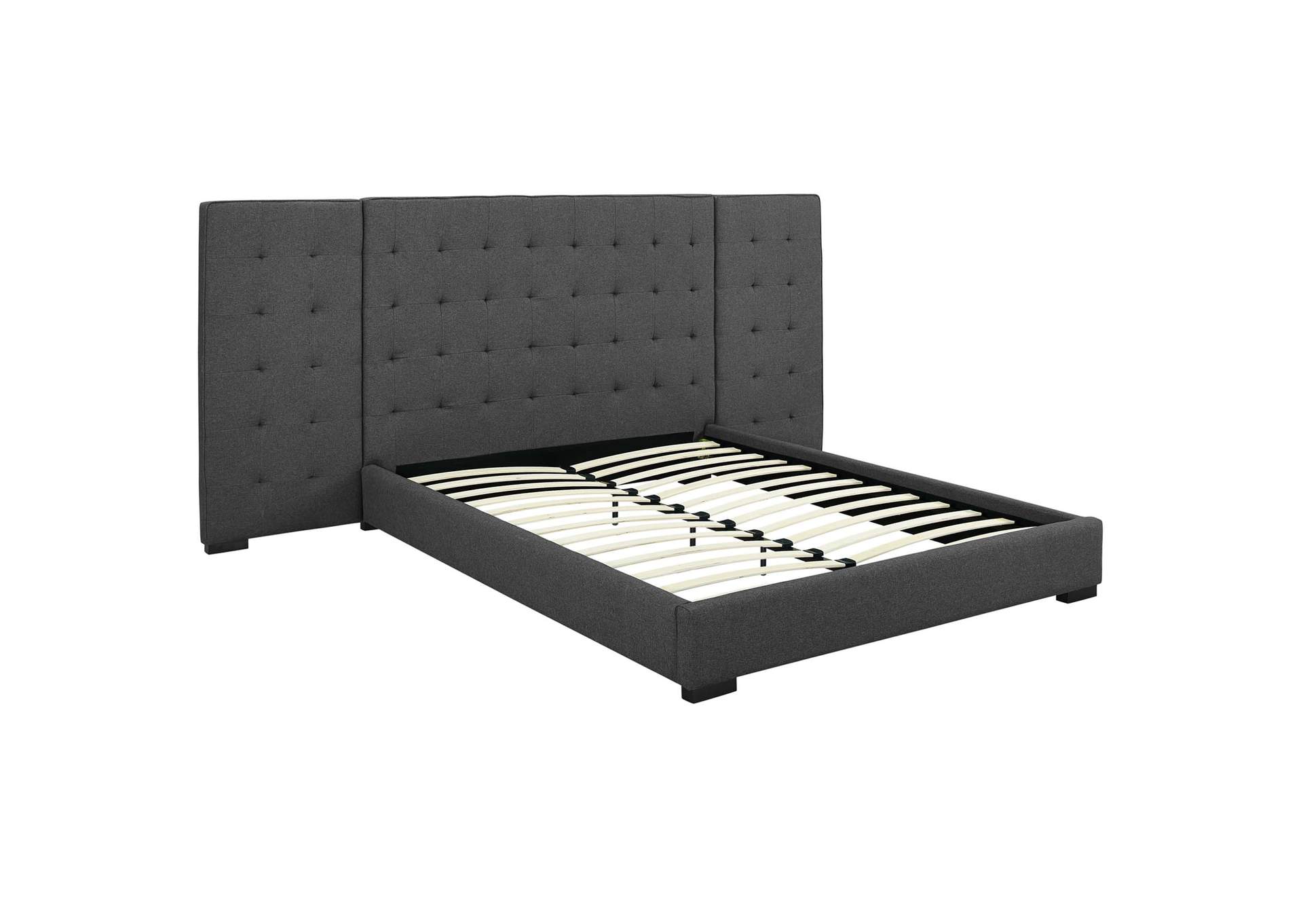 Gray Sierra Queen Upholstered Fabric Platform Bed,Modway