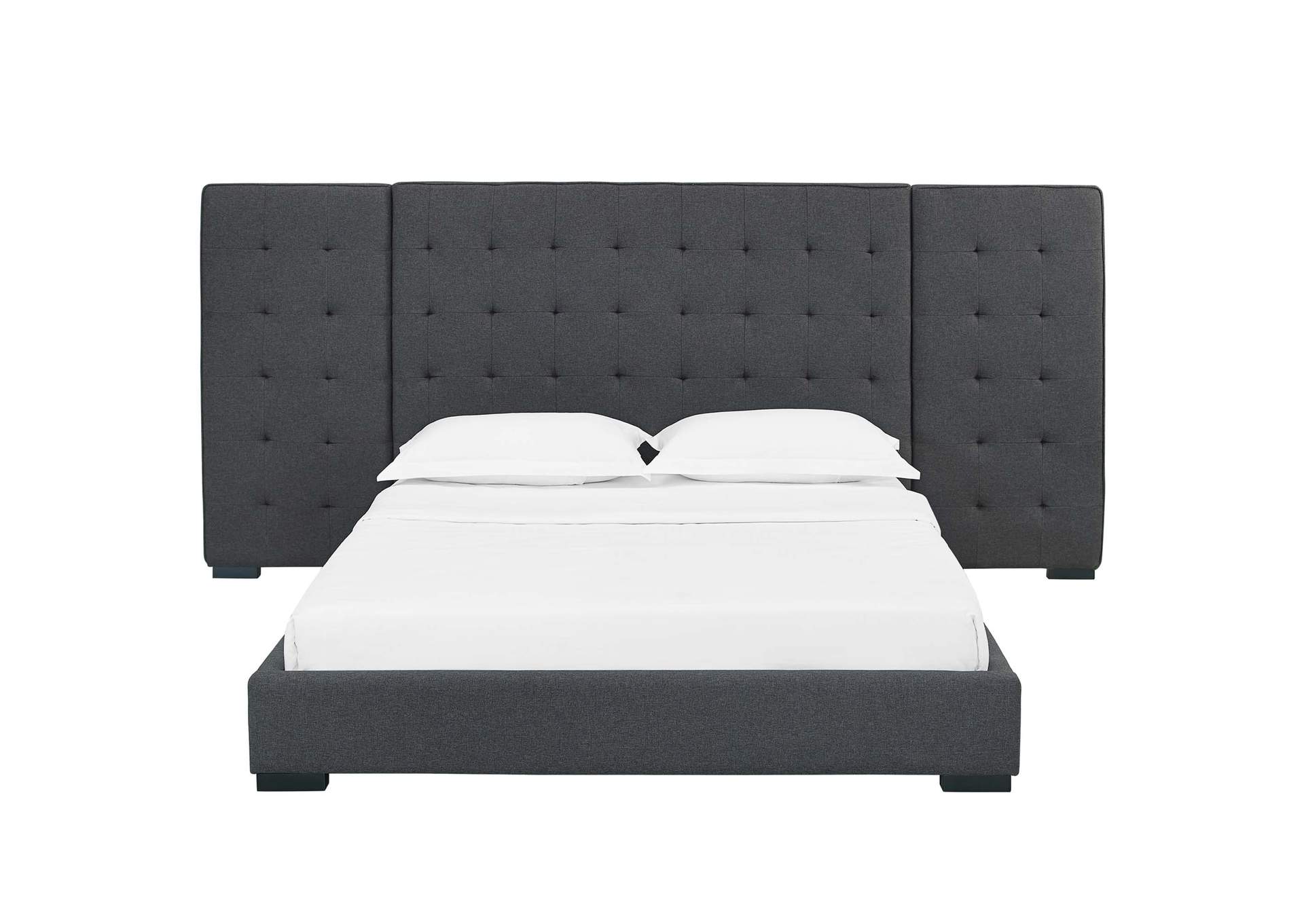 Gray Sierra Queen Upholstered Fabric Platform Bed,Modway