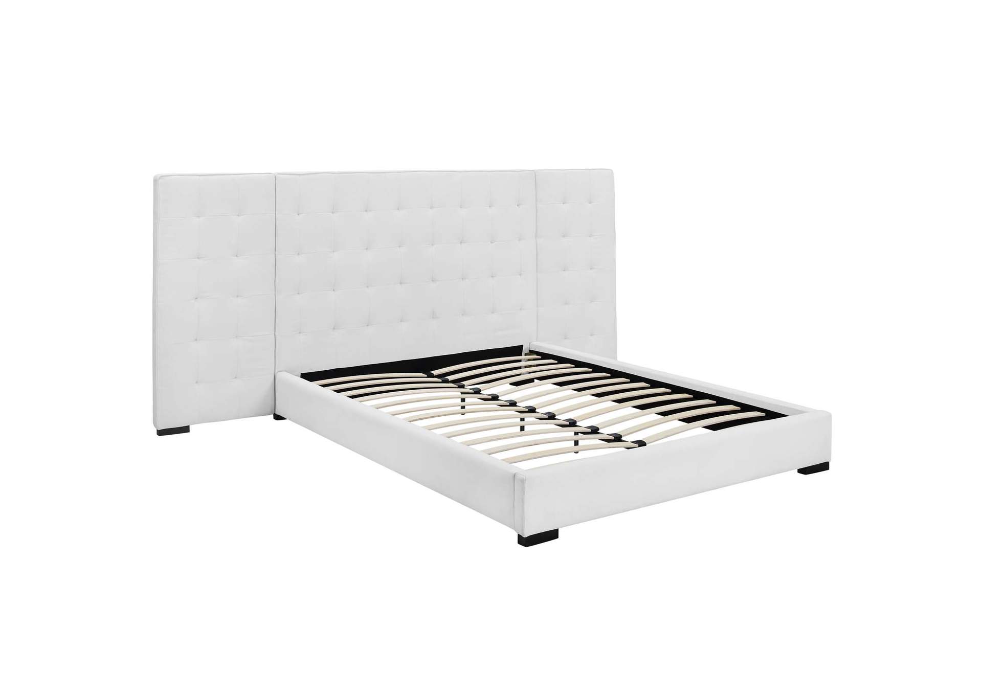 White Sierra Queen Upholstered Fabric Platform Bed,Modway