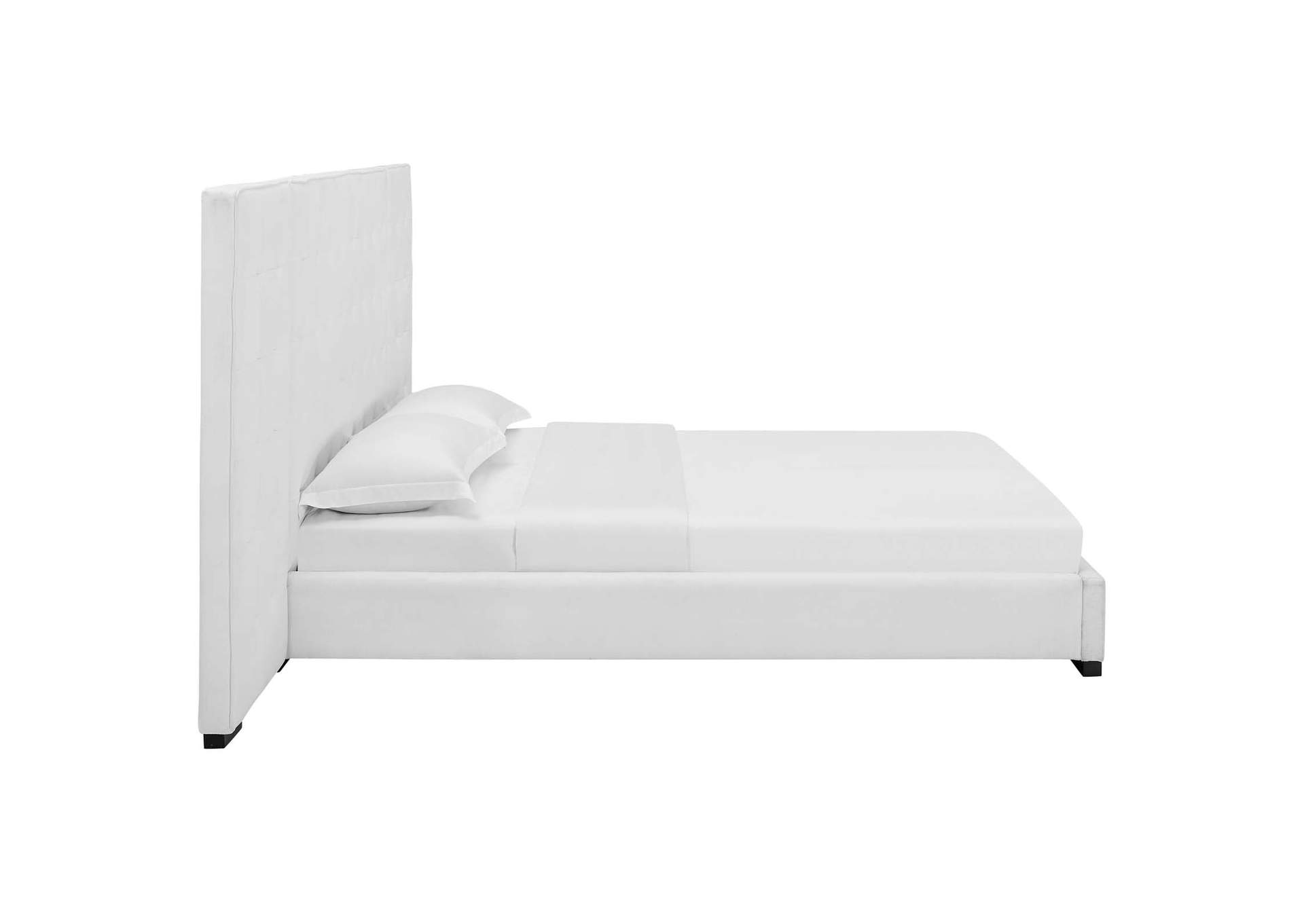 White Sierra Queen Upholstered Fabric Platform Bed,Modway