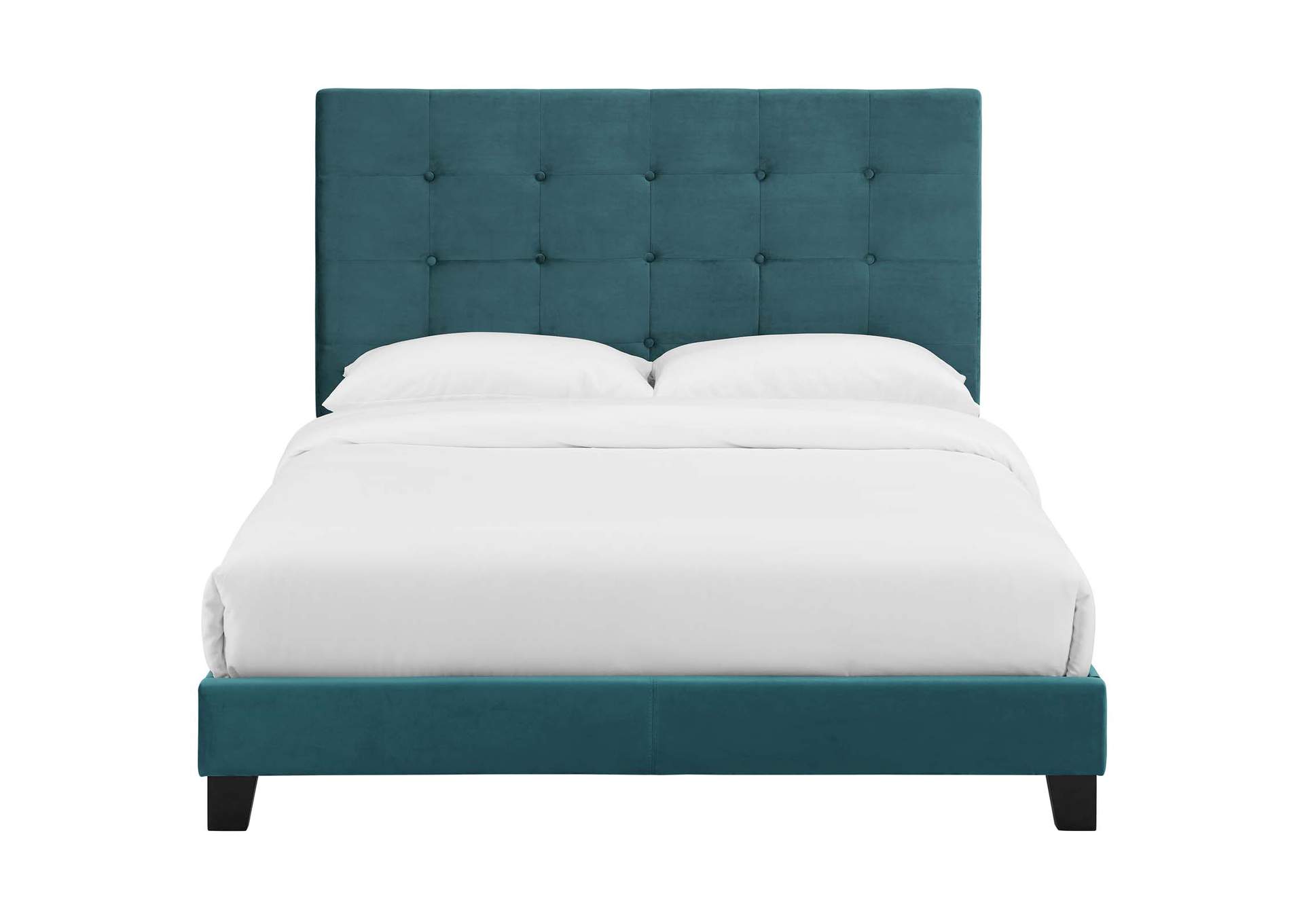 Sea Blue Melanie Full Tufted Button Upholstered Performance Velvet Platform Bed,Modway