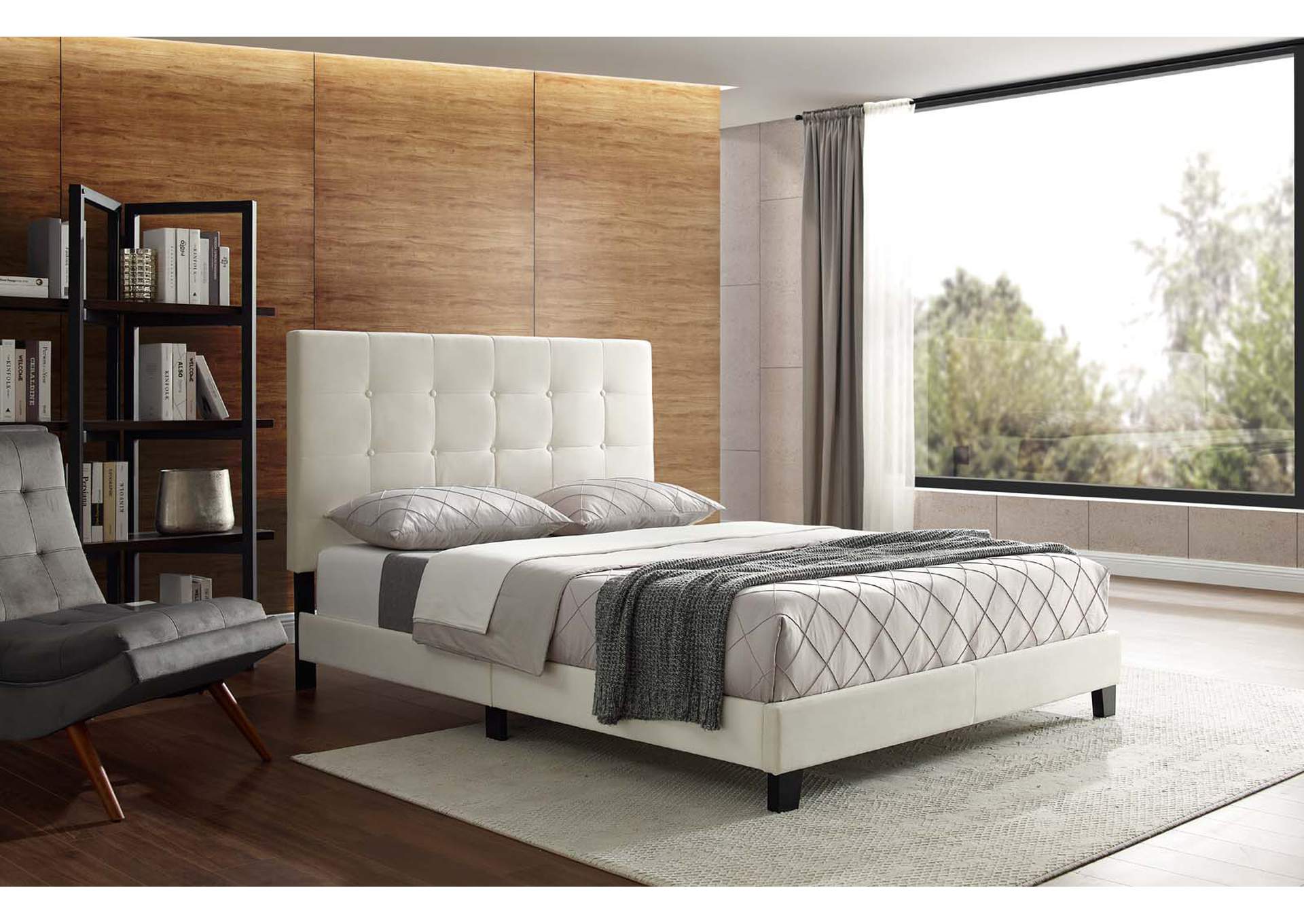 Ivory Melanie Queen Tufted Button Upholstered Performance Velvet Platform Bed,Modway