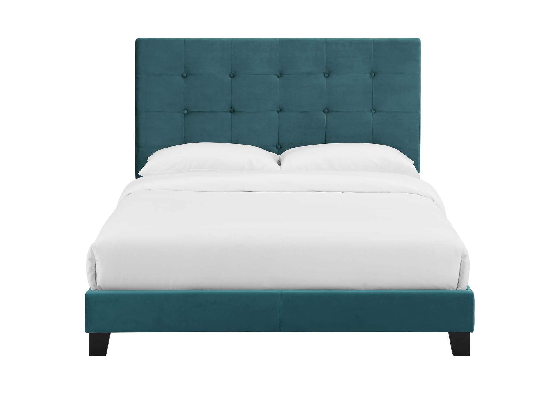 Sea Blue Melanie King Tufted Button Upholstered Performance Velvet Platform Bed,Modway