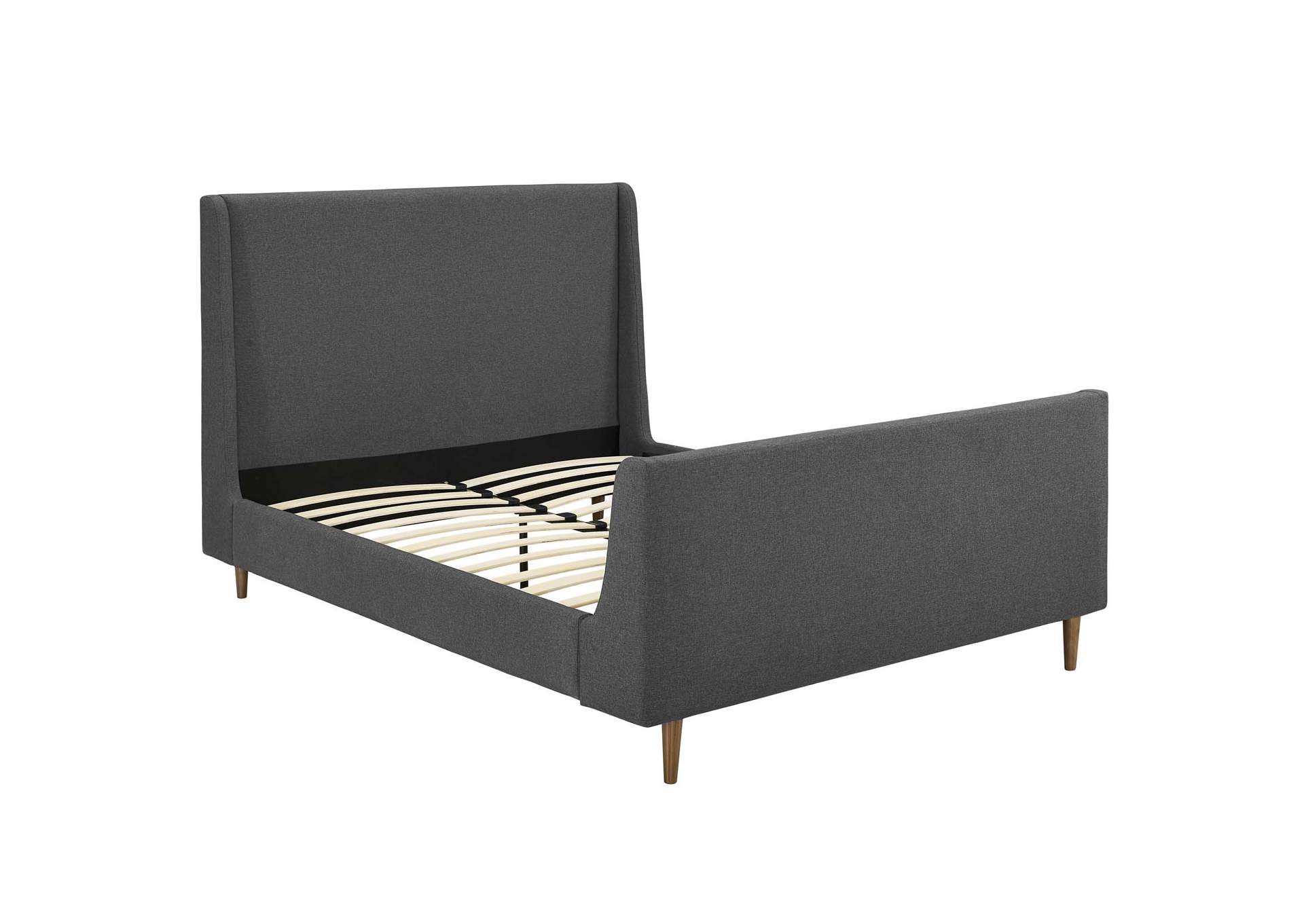 Gray Aubree Queen Upholstered Fabric Sleigh Platform Bed,Modway