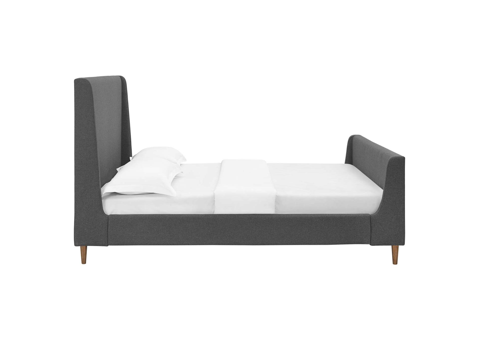 Gray Aubree Queen Upholstered Fabric Sleigh Platform Bed,Modway
