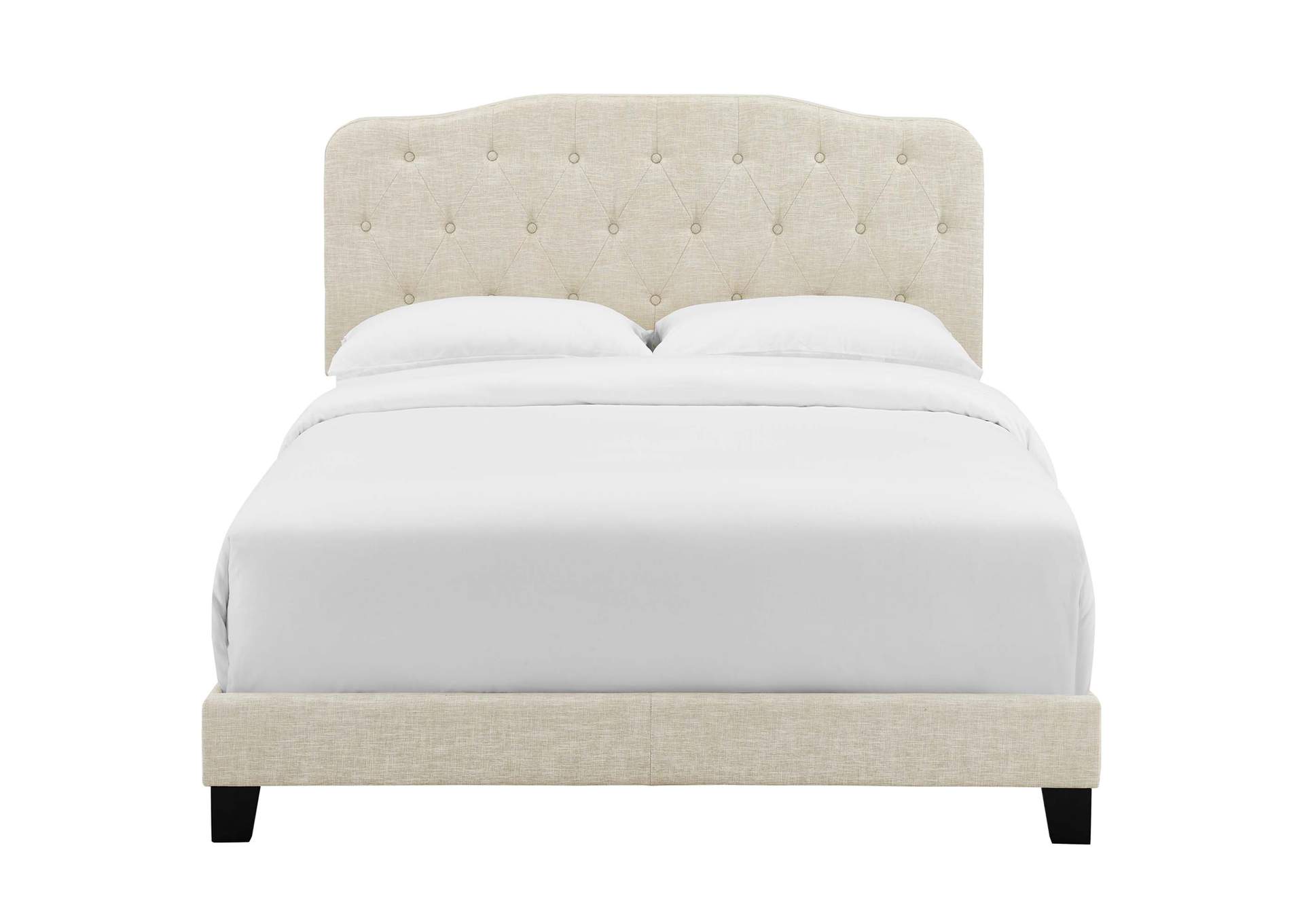 Beige Amelia Full Upholstered Bed - Fabric,Modway