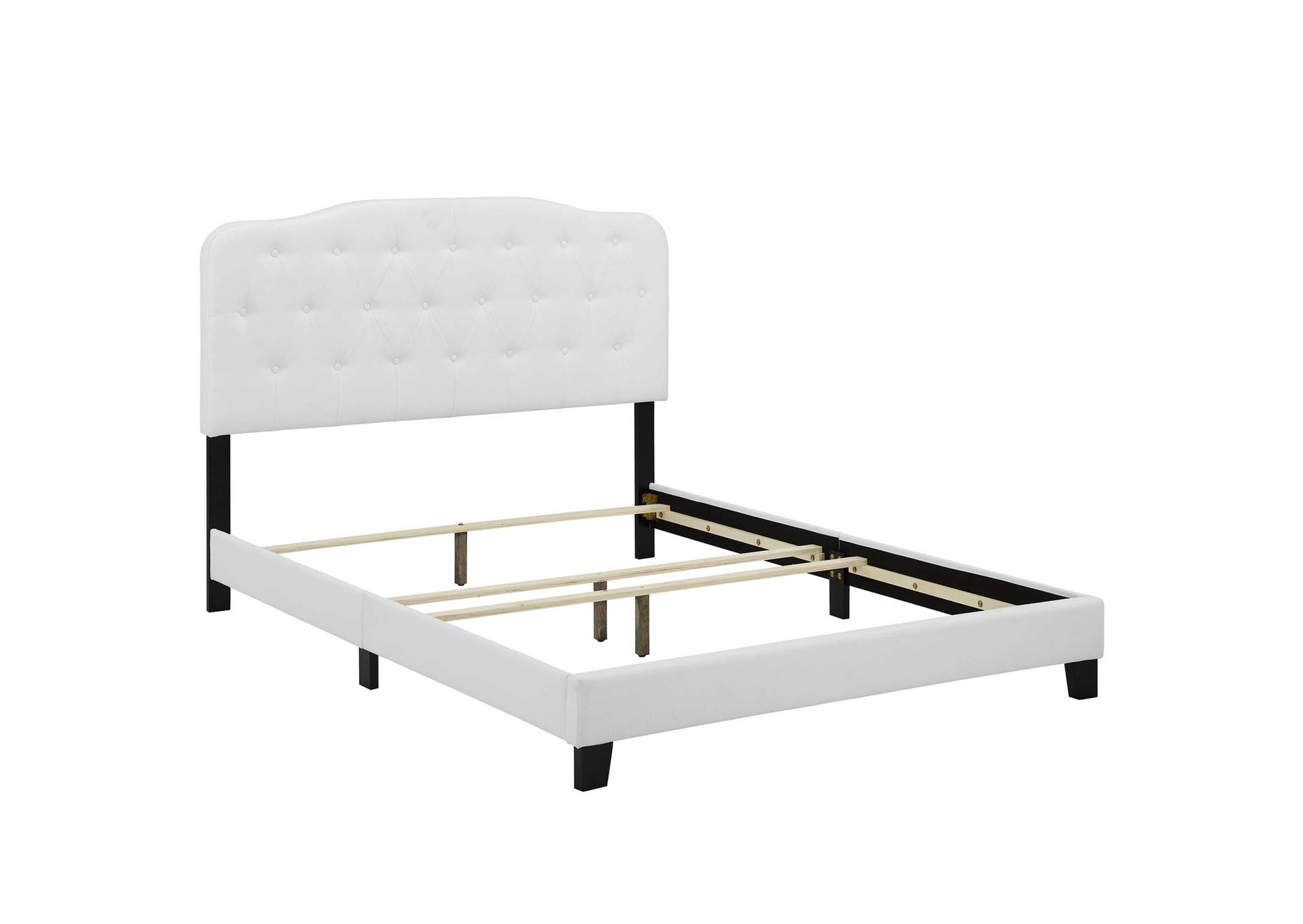 White Amelia Queen Upholstered Bed - Fabric,Modway
