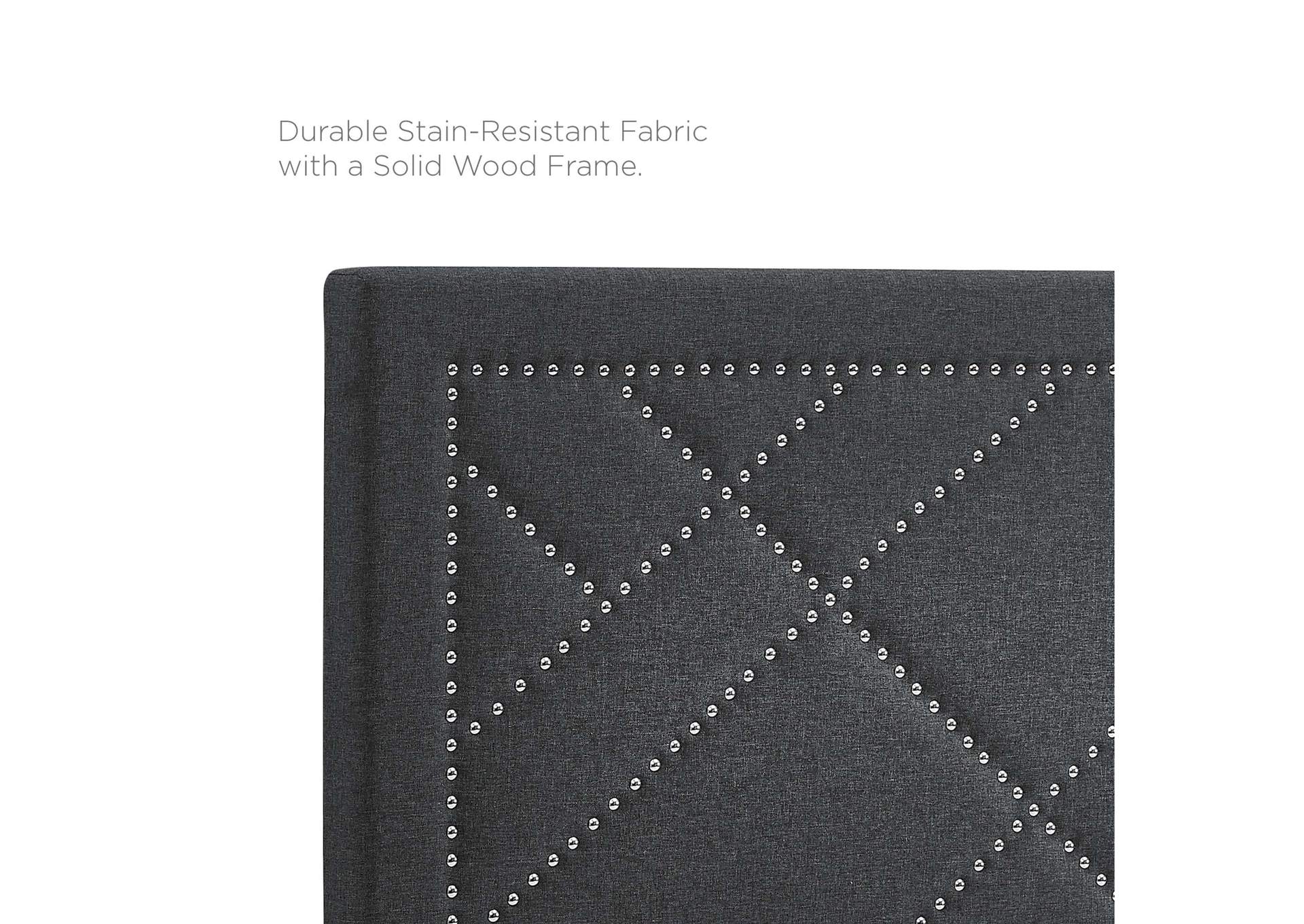 Reese Gray Nailhead Full / Queen Upholstered Linen Fabric Headboard,Modway