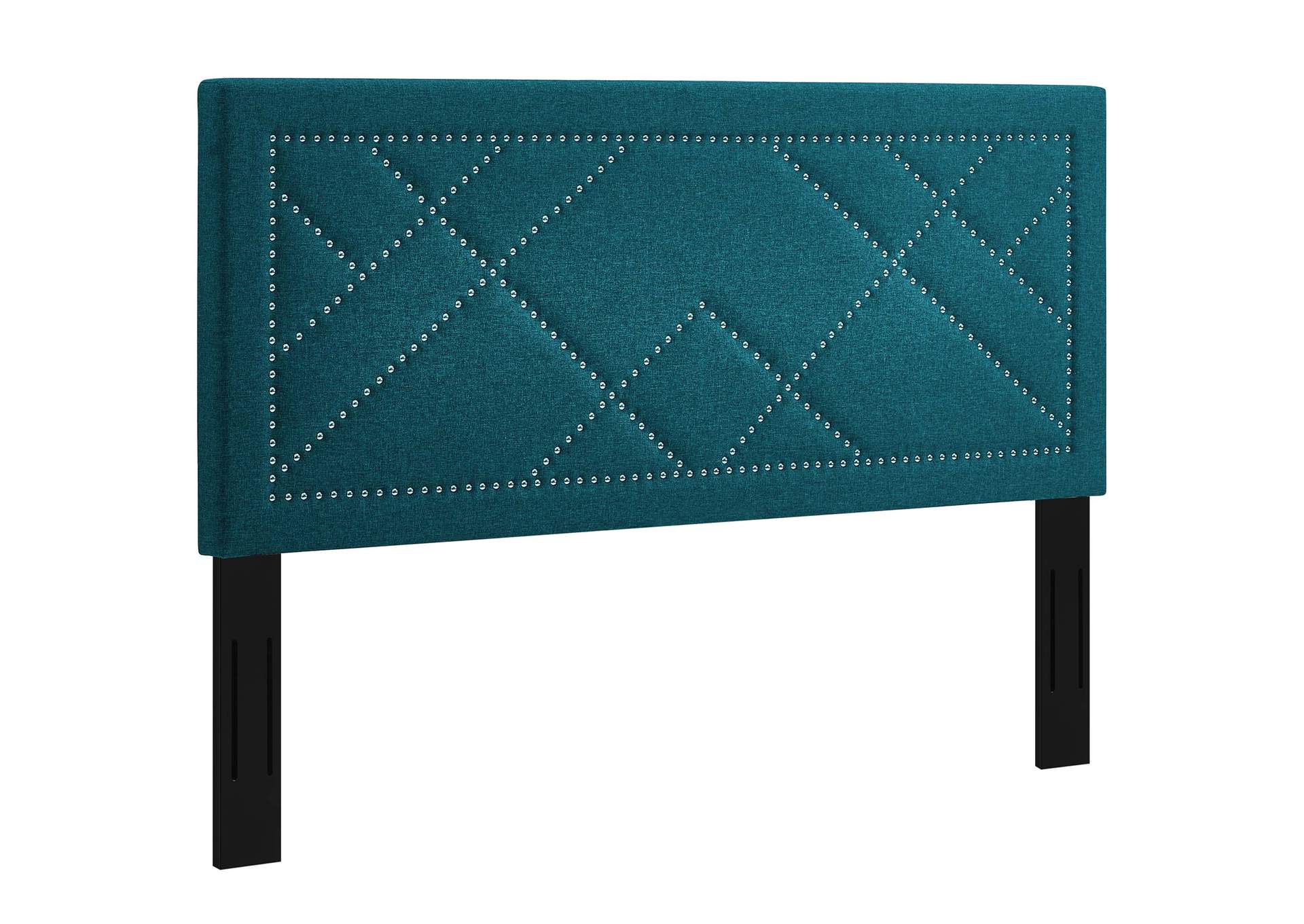 Reese Teal Nailhead Full / Queen Upholstered Linen Fabric Headboard,Modway