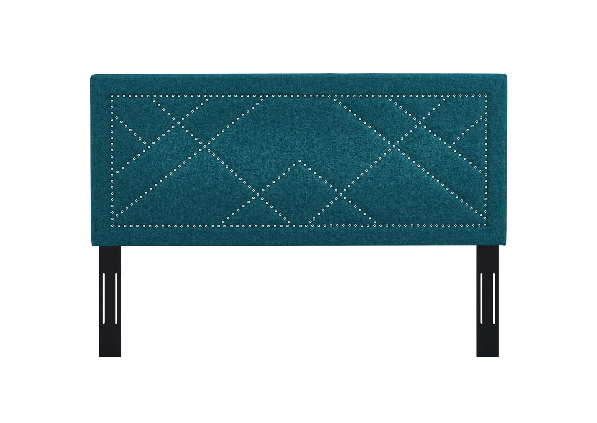 Reese Teal Nailhead Full / Queen Upholstered Linen Fabric Headboard,Modway