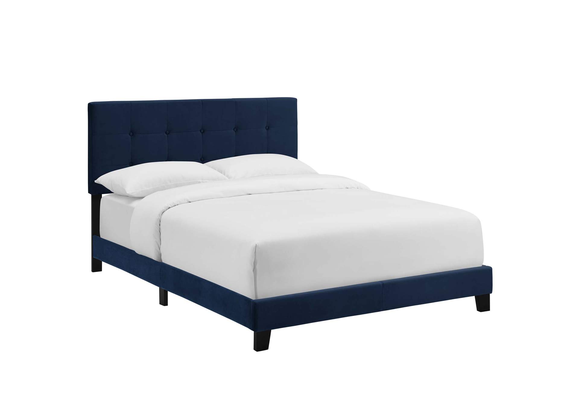 Midnight Blue Amira Twin Performance Velvet Bed,Modway