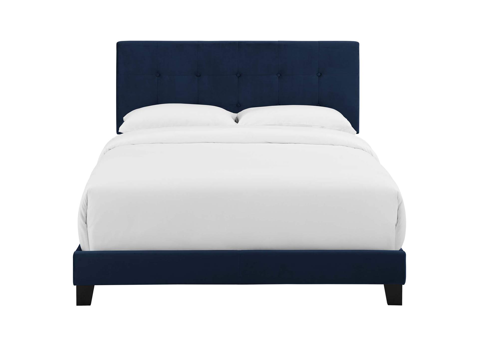 Midnight Blue Amira Twin Performance Velvet Bed,Modway