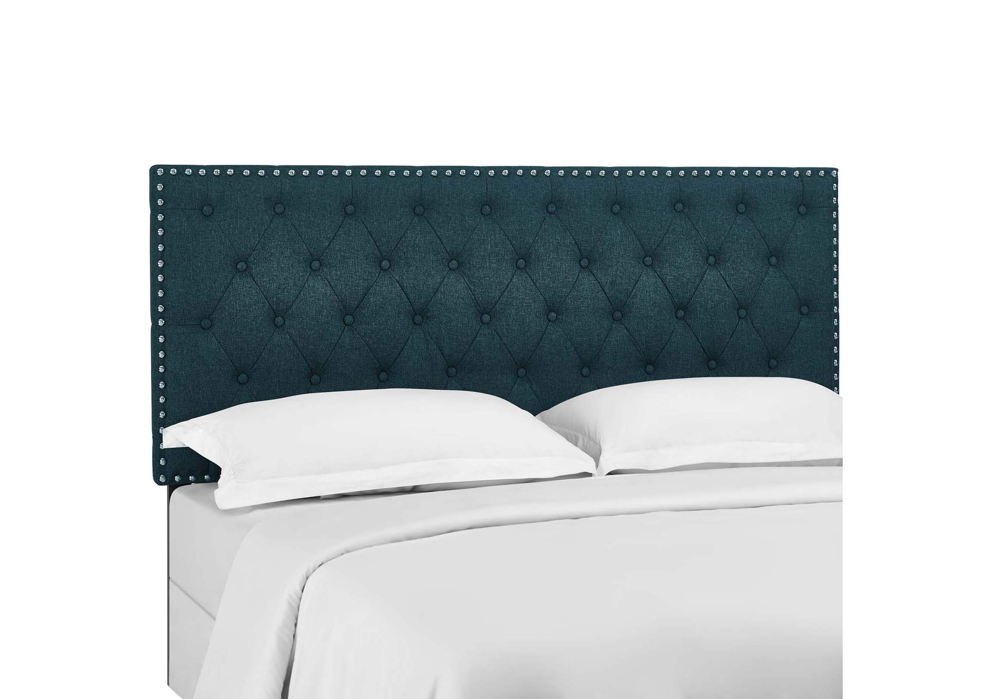 Helena Azure Blue Tufted Twin Upholstered Linen Fabric Headboard,Modway
