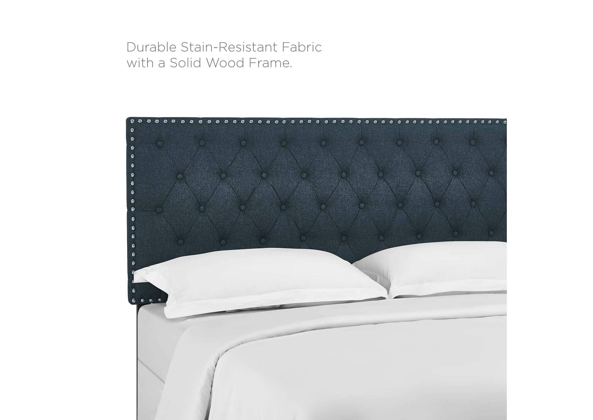 Helena Azure Blue Tufted Twin Upholstered Linen Fabric Headboard,Modway