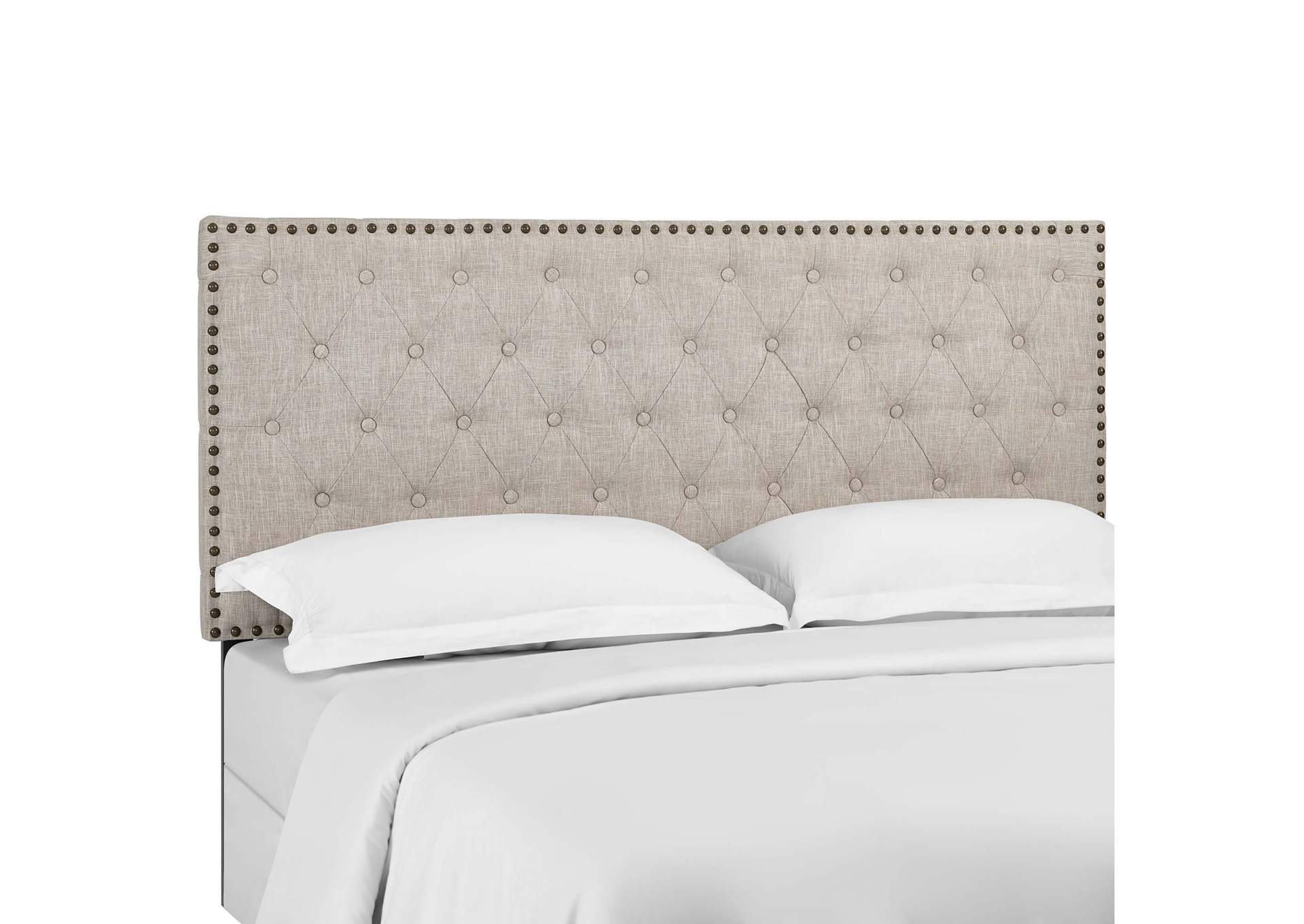 Helena Beige Tufted Twin Upholstered Linen Fabric Headboard,Modway