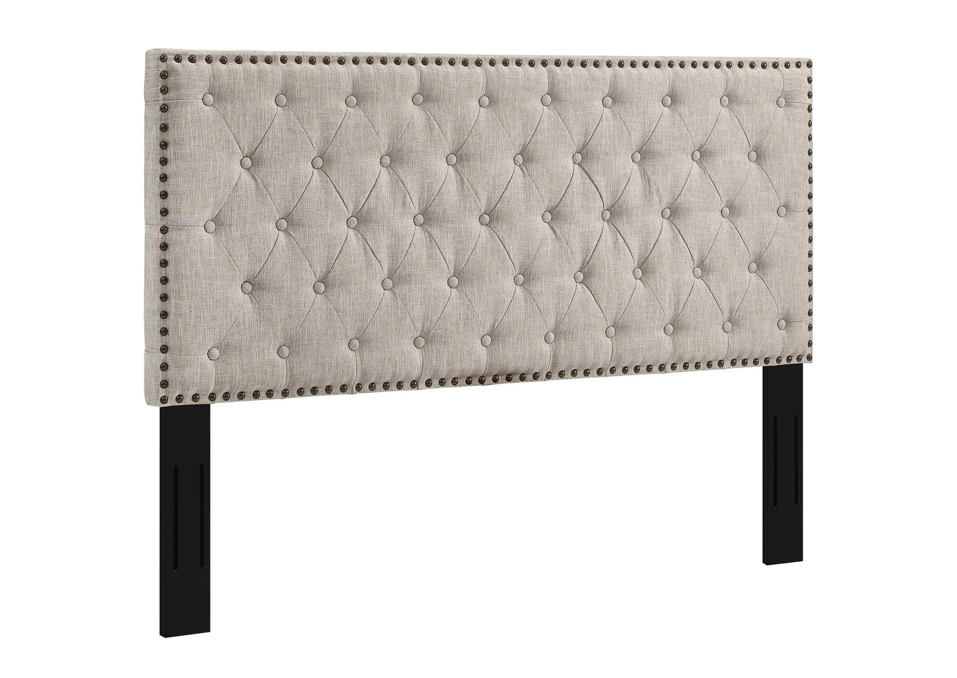 Helena Beige Tufted Twin Upholstered Linen Fabric Headboard,Modway