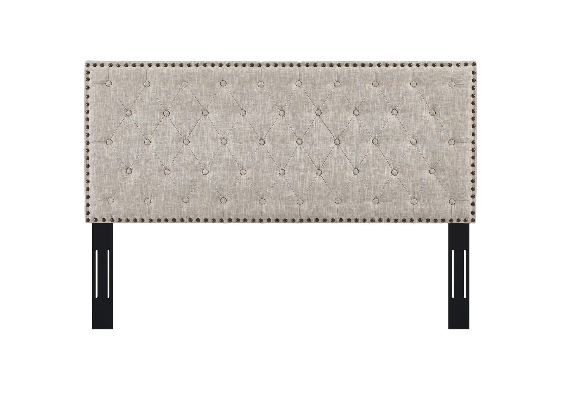 Helena Beige Tufted Twin Upholstered Linen Fabric Headboard,Modway