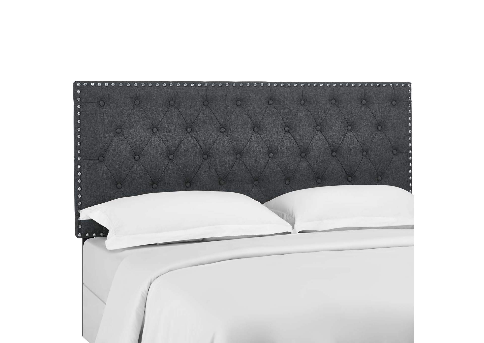 Helena Gray Tufted Twin Upholstered Linen Fabric Headboard,Modway